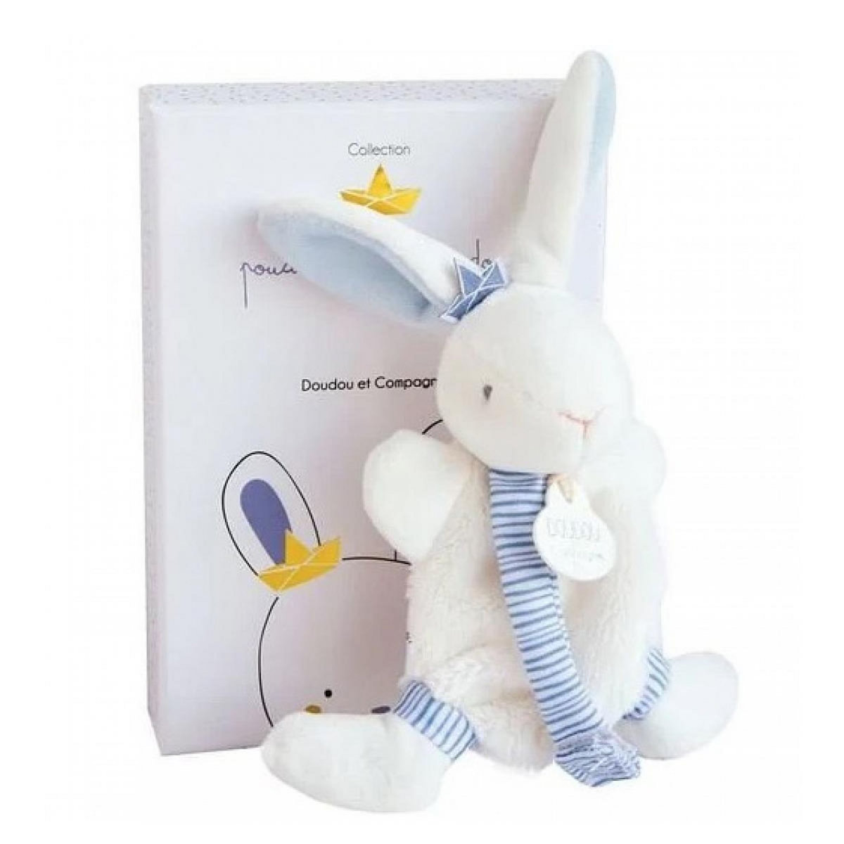 DOUDOU ET COMPAGNIE Lapin matelot doudou avec attache tetine