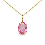 L'ATELIER D'AZUR Collier - Pendentif Or Jaune 18 Carats 750/000 - Zirconium Rose - Chaine Dorée
