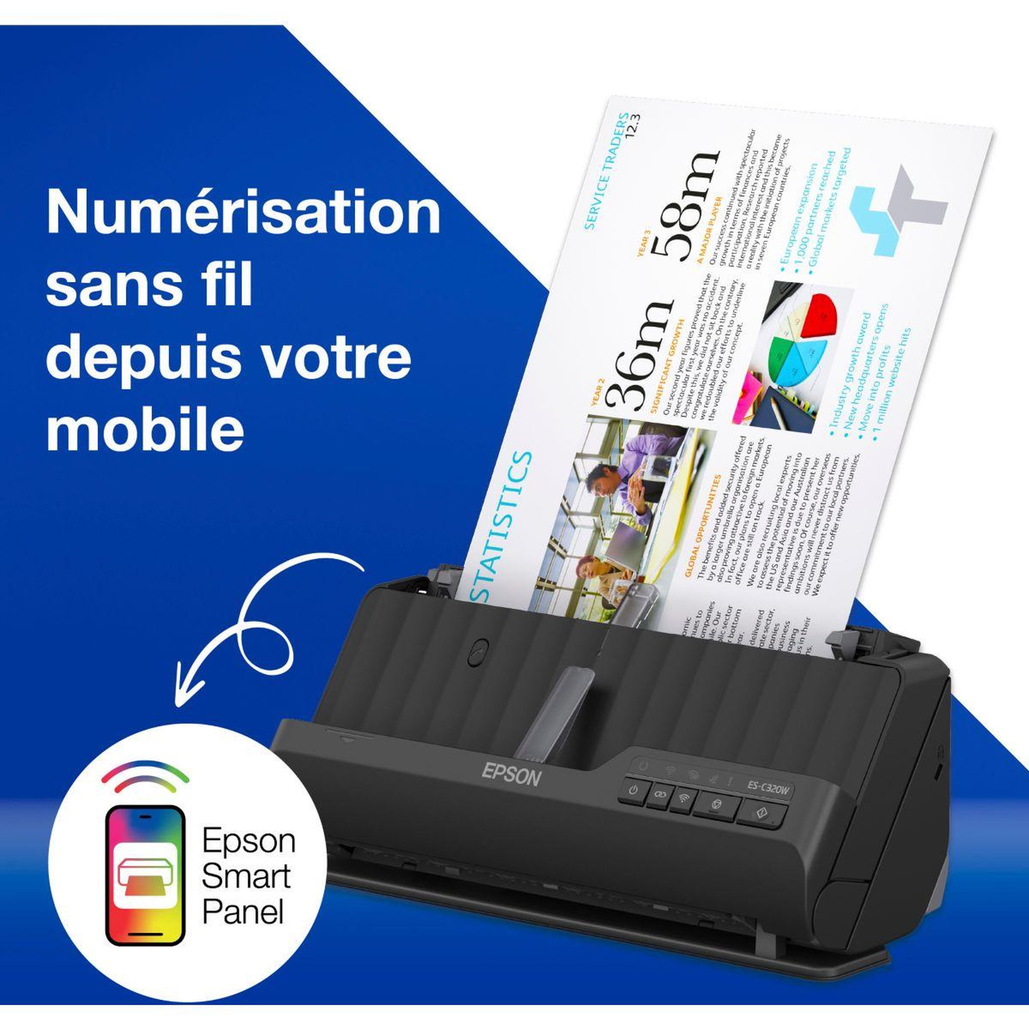 Voir la diapositive 3 : Epson Scanner à défilement ES-C320W