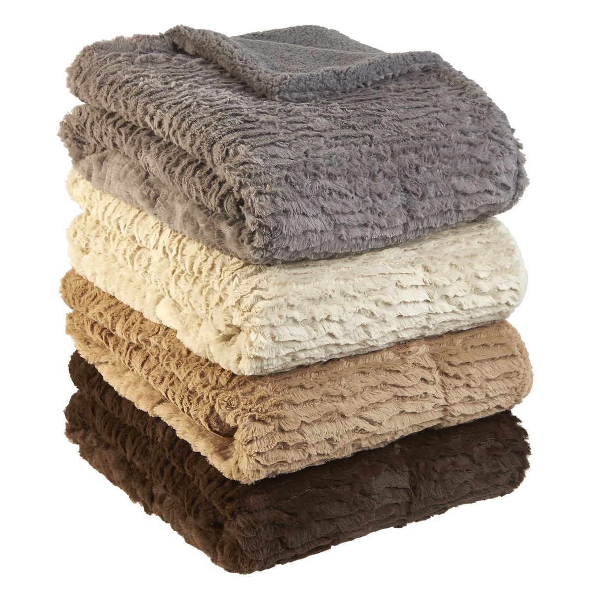 ACTUEL Plaid contraste embossé en polyester 240gsm PALMERAIE