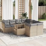 VIDAXL Salon de jardin avec coussins 9 pcs beige resine tressee
