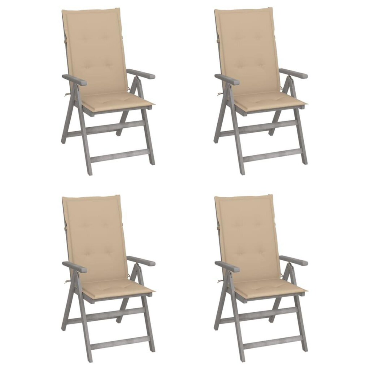 VIDAXL Chaises inclinables de jardin lot de 4 et coussins Bois acacia