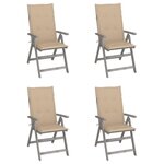 VIDAXL Chaises inclinables de jardin lot de 4 et coussins Bois acacia