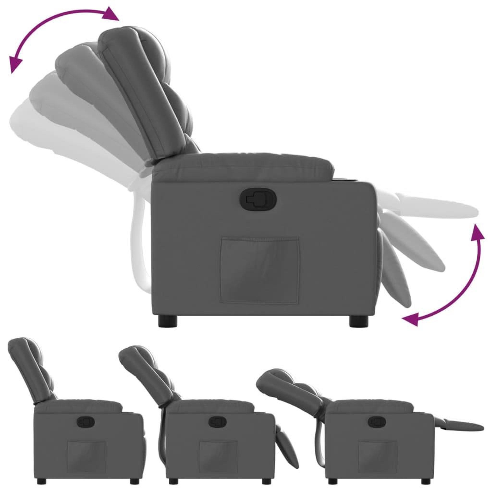 Voir la diapositive 4 : VIDAXL Fauteuil inclinable Gris Similicuir