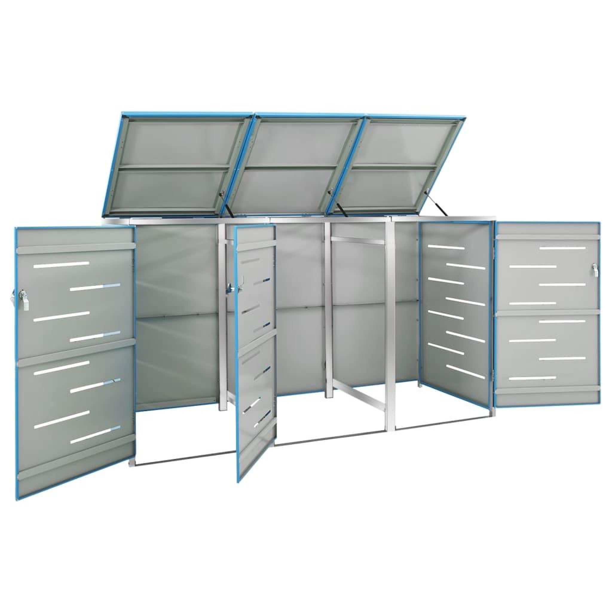 Voir la diapositive 3 : VIDAXL Abri pour trois poubelles 207x77,5x112,5 cm Inox