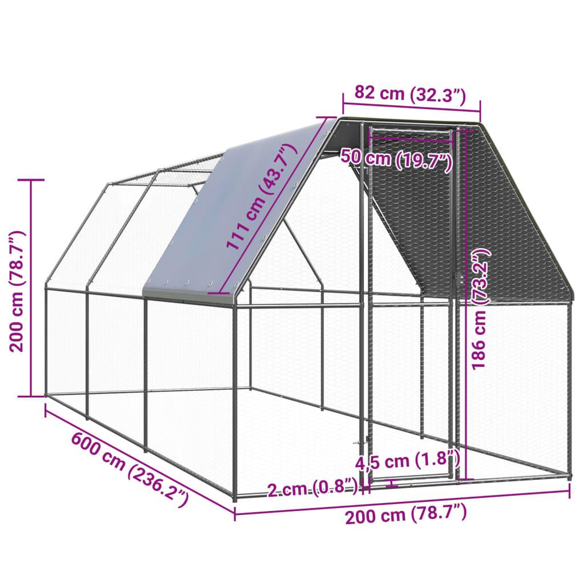 Voir la diapositive 6 : VIDAXL Poulailler d'exterieur 2x6x2 m Acier galvanise