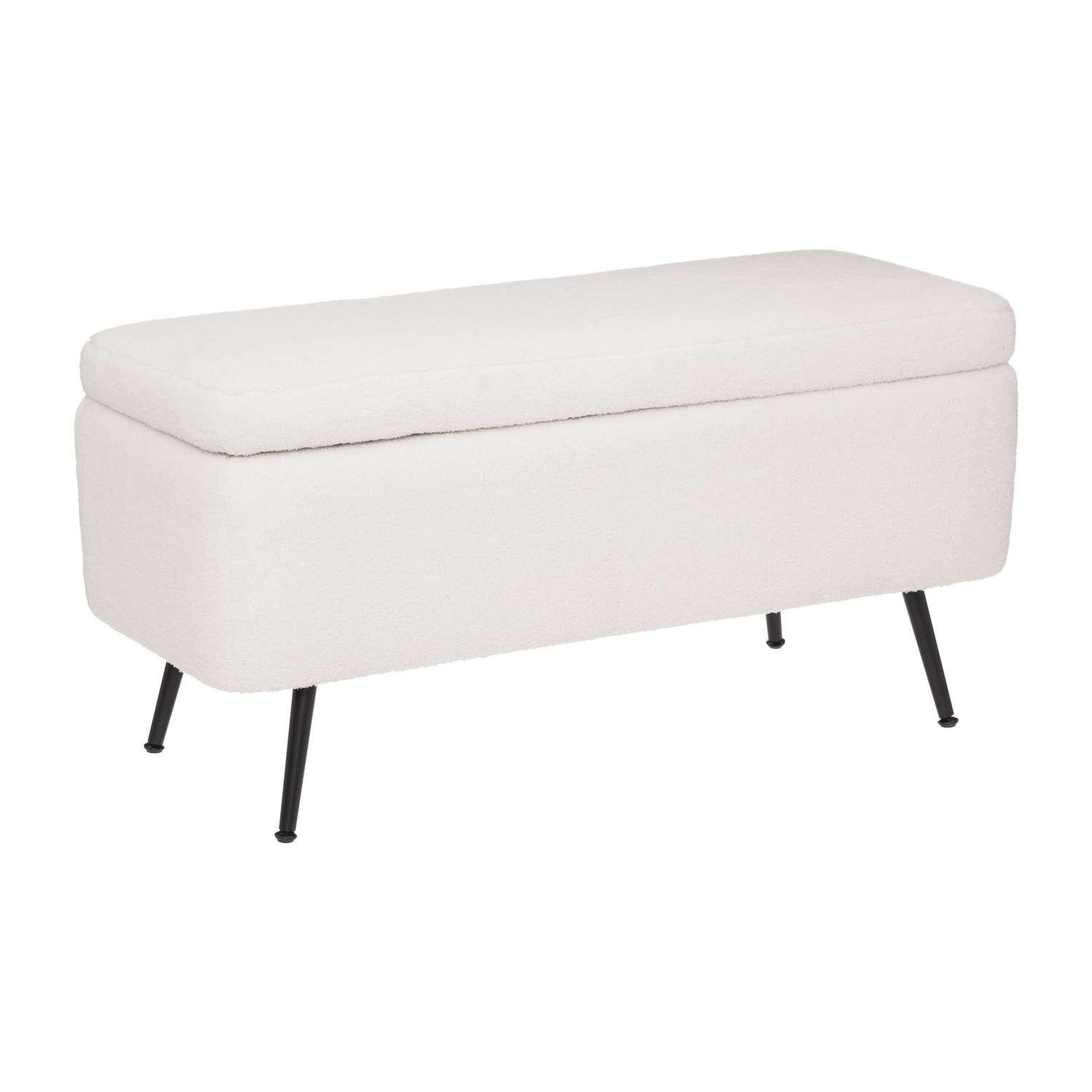 ATMOSPHERA Banc de rangement en velours aurora - blanc