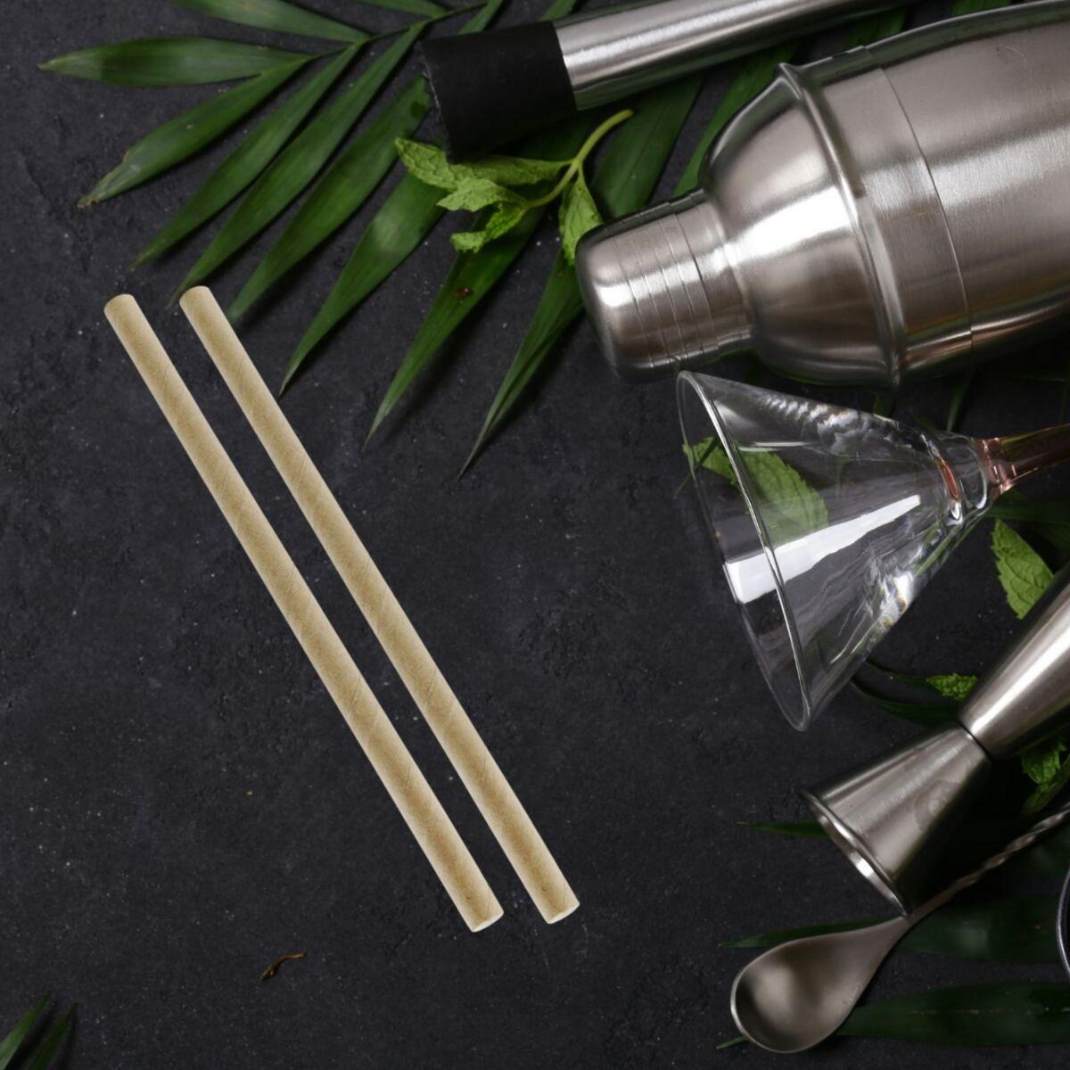 Fackelmann Boite de 50 pailles en papier rigide brun 15 cm Fackelmann Nature