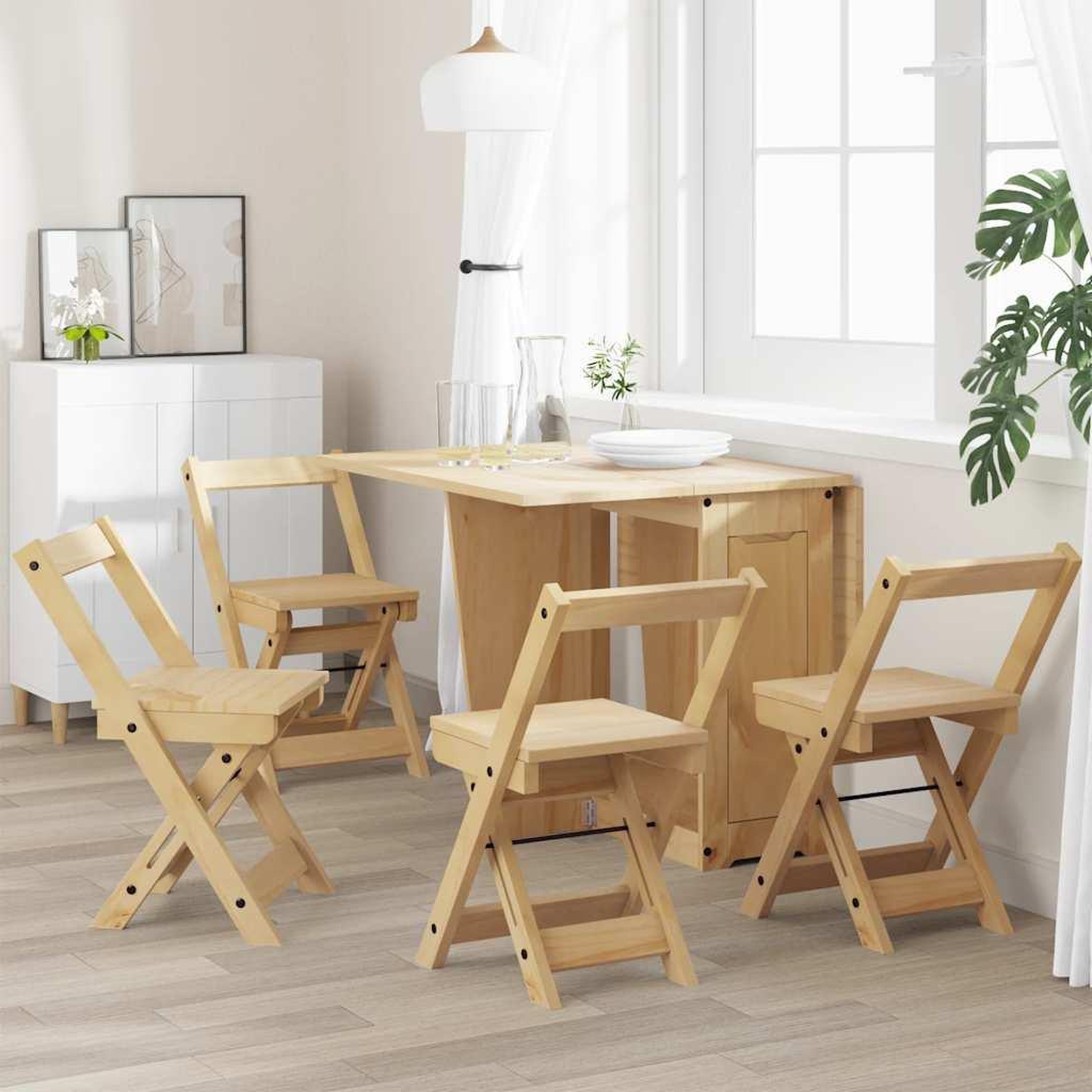 VIDAXL Chaises a manger pliables lot de 4  bois massif de pin