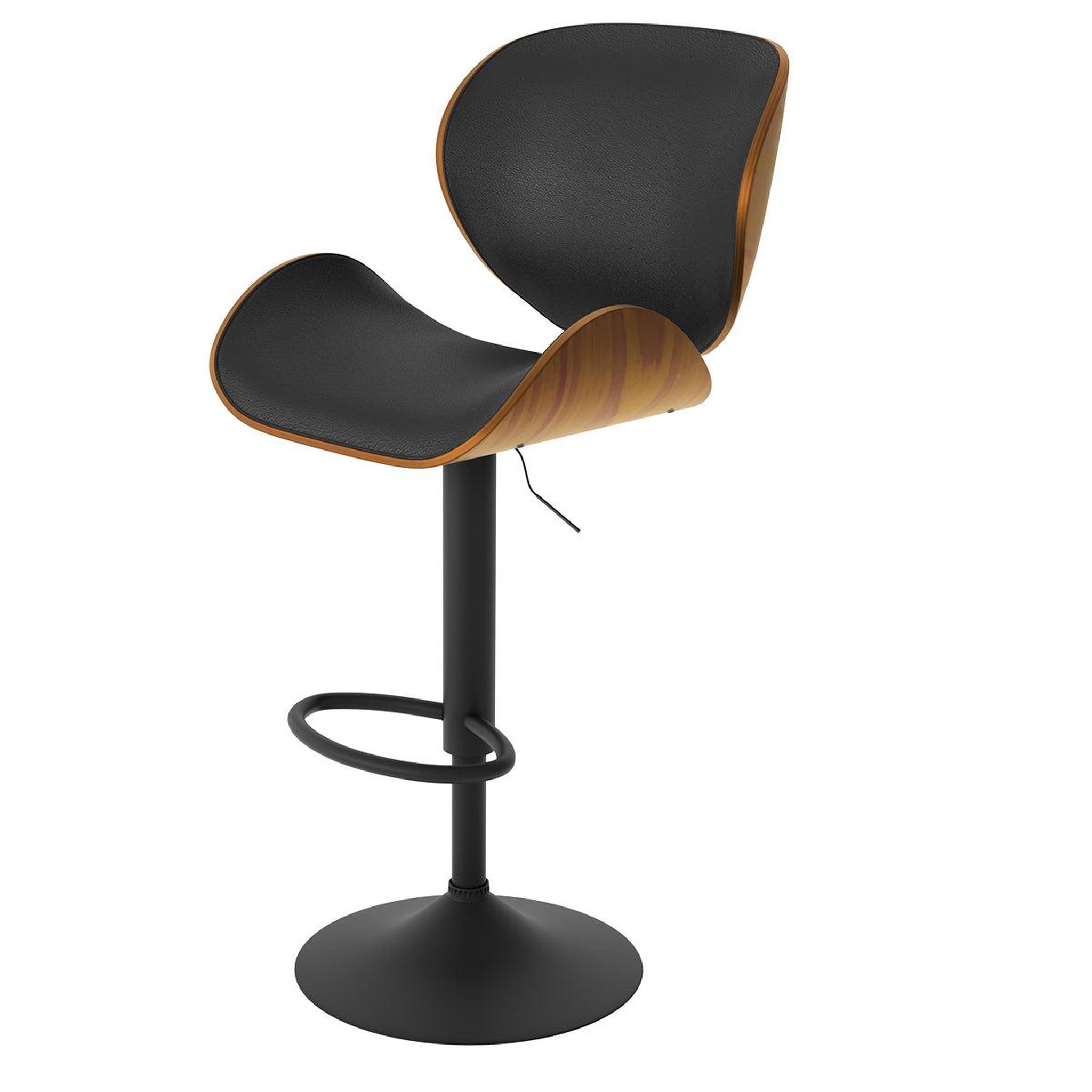 MAISON PAVANE Chaise de bar réglable 63/84 cm en cuir synthétique noir-Baudoin