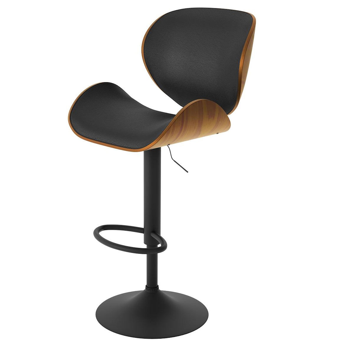 Rendez vous déco Chaise de bar réglable 63/84 cm en cuir synthétique noir-Baudoin