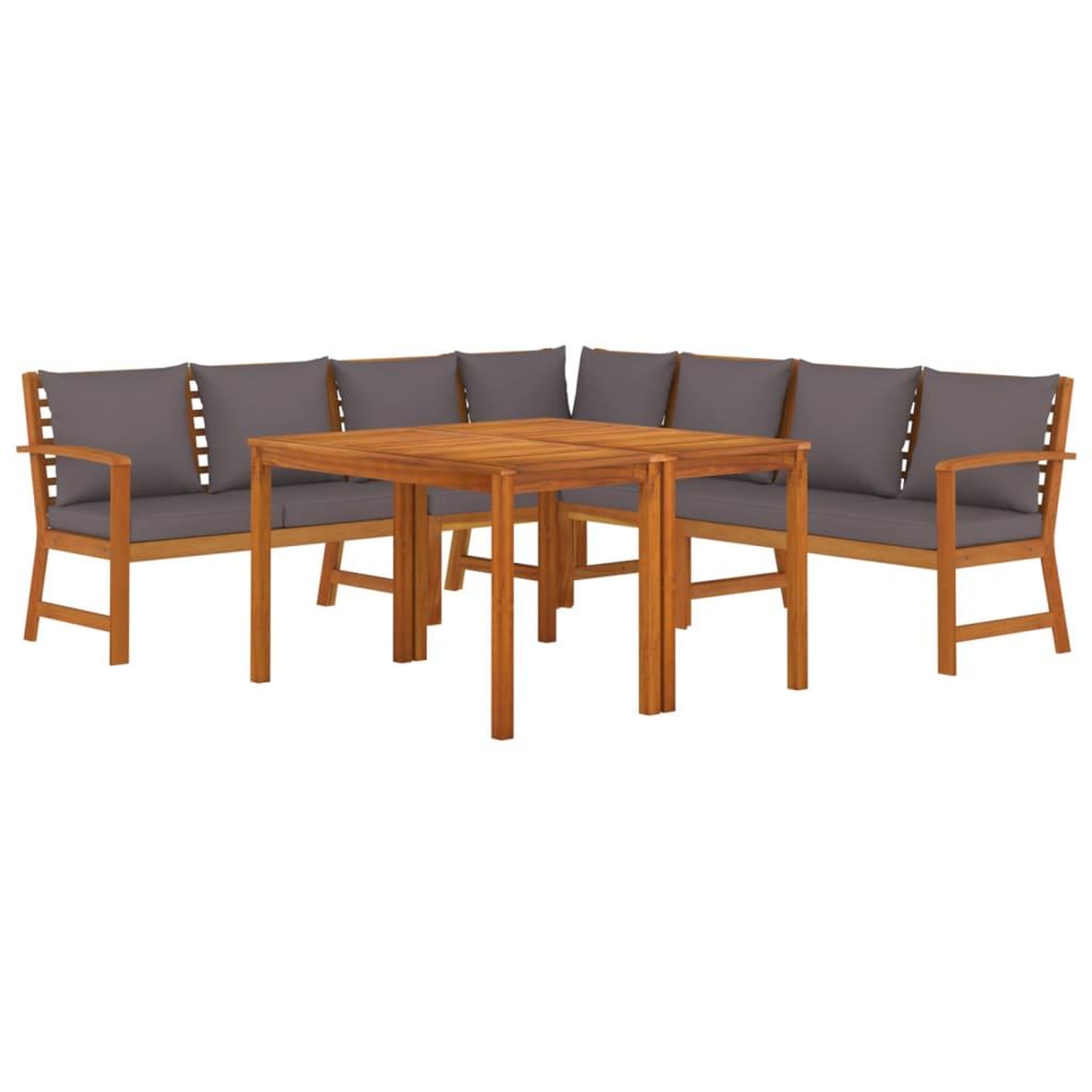 Voir la diapositive 3 : VIDAXL Ensemble a manger de jardin coussins 7 pcs Bois acacia