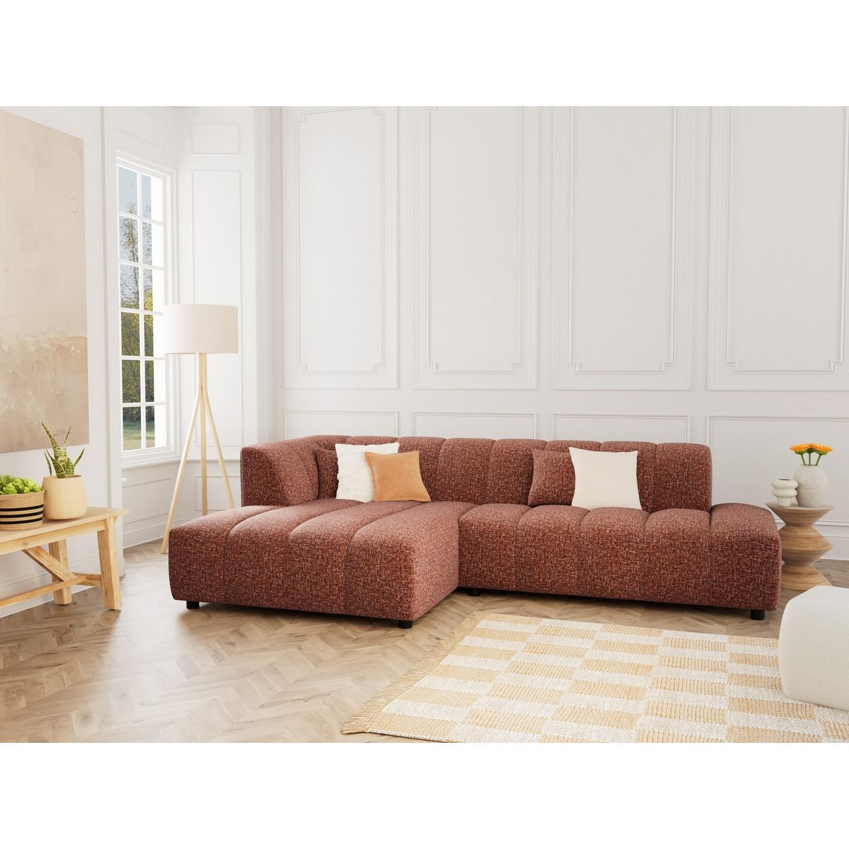 LISA DESIGN Curtis - canapé d'angle gauche 4 places en tissu texturé