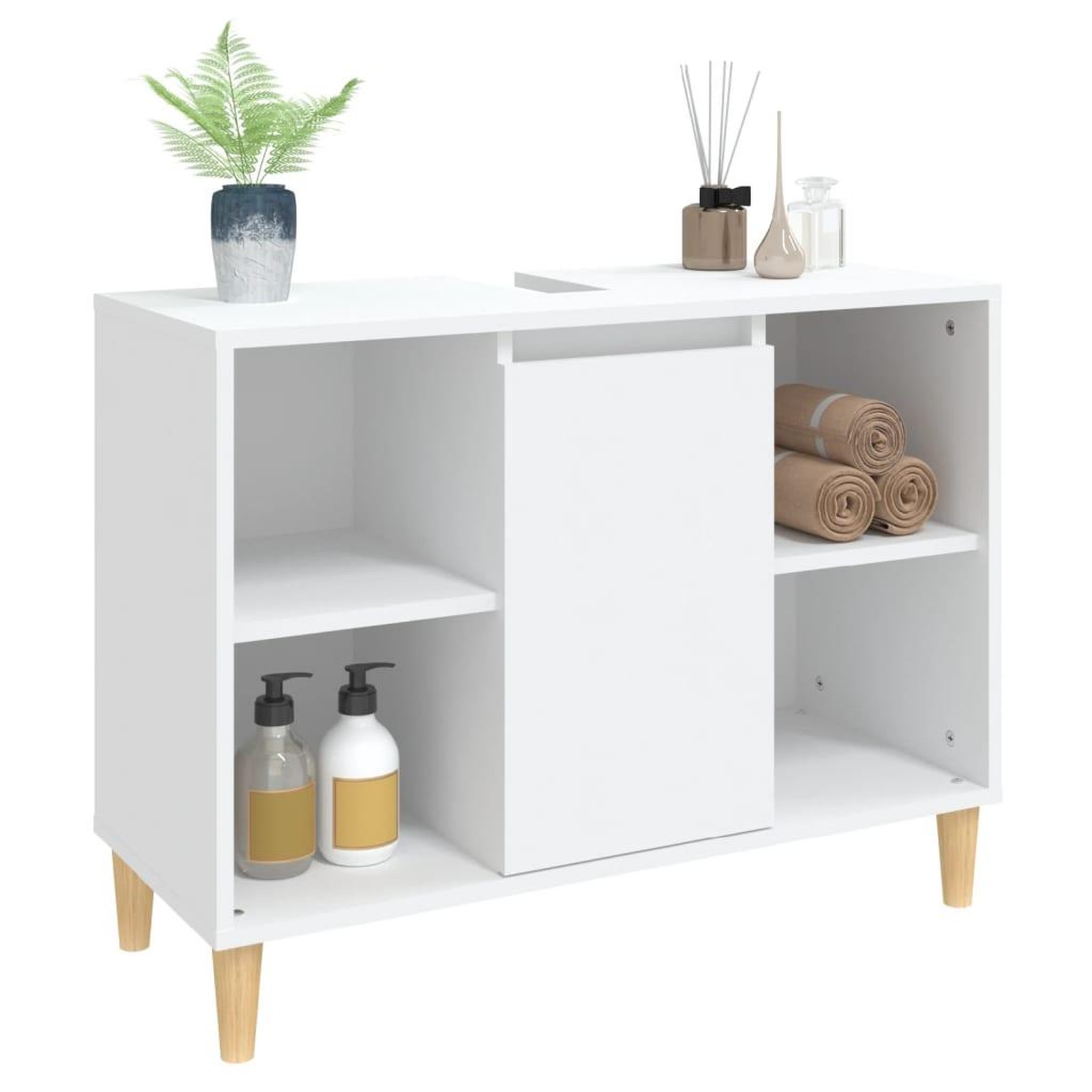 Voir la diapositive 4 : VIDAXL Meuble d'evier blanc 80x33x60 cm bois d'ingenierie