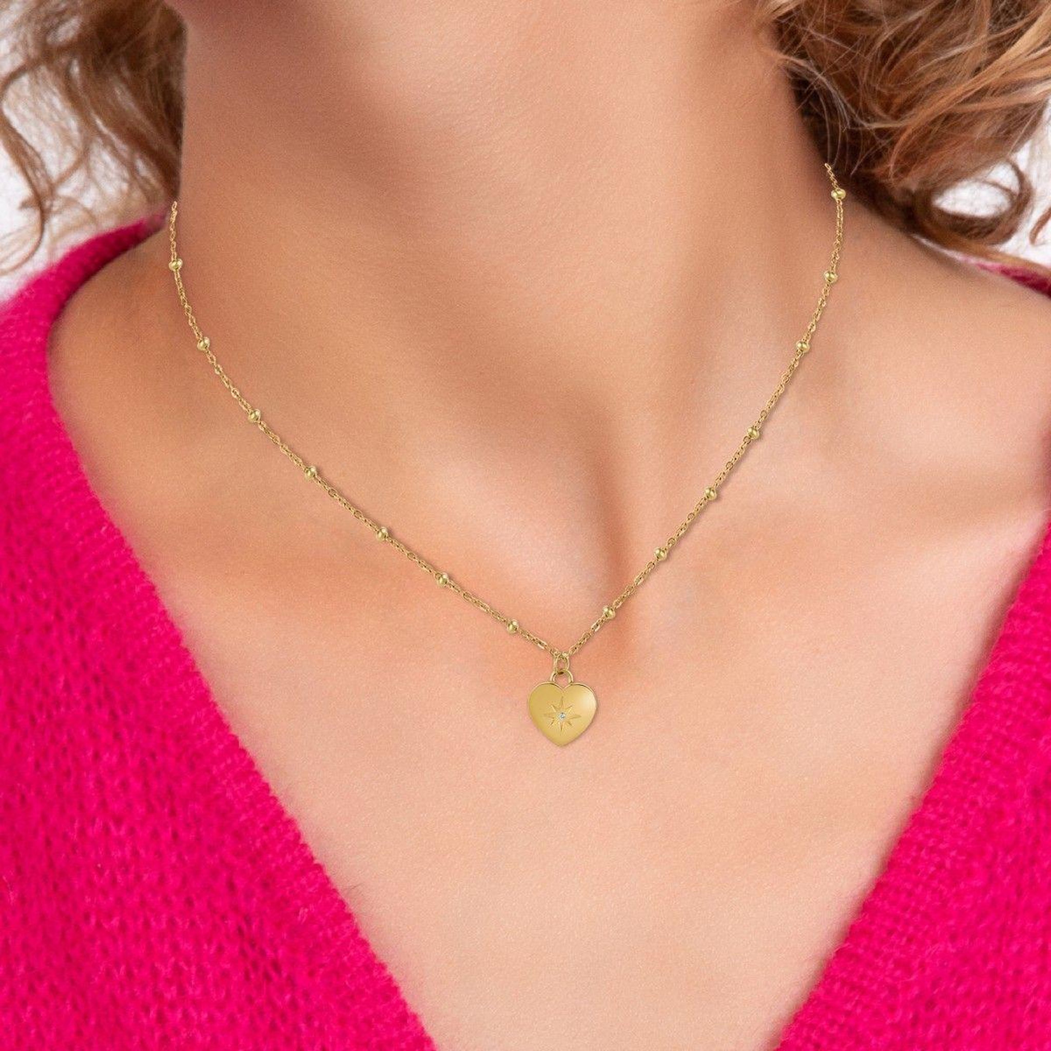 Voir la diapositive 2 : SC BOHEME Collier coeur par SC Bohème orné d'un véritable diamant blanc