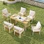 Voir la diapositive 4 : MERAX Salon de jardin 6 places en fer avec 1 table, 6 chaises et coussins, blanc bois