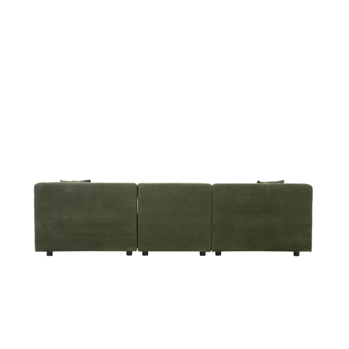 CONCEPT USINE Canapé 3 places + 1 pouf en velours côtelé vert MONROE