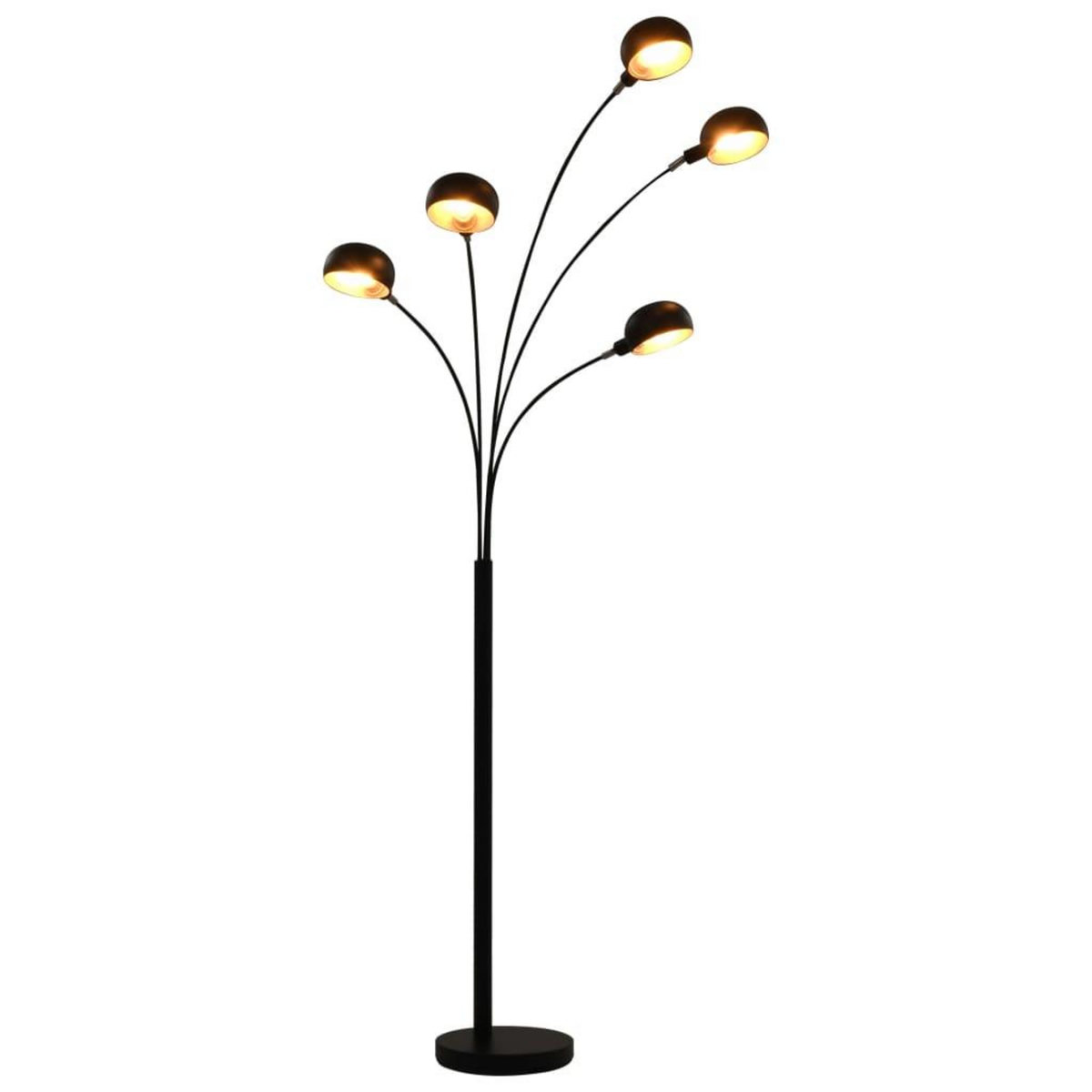 VIDAXL Lampadaire 200 cm 5 x E14 Noir et dore