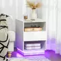 HOMCOM Table de chevet table de nuit LED - tiroir, niches, plateau - 40 x 40 x 55 cm - blanc brillant laqué