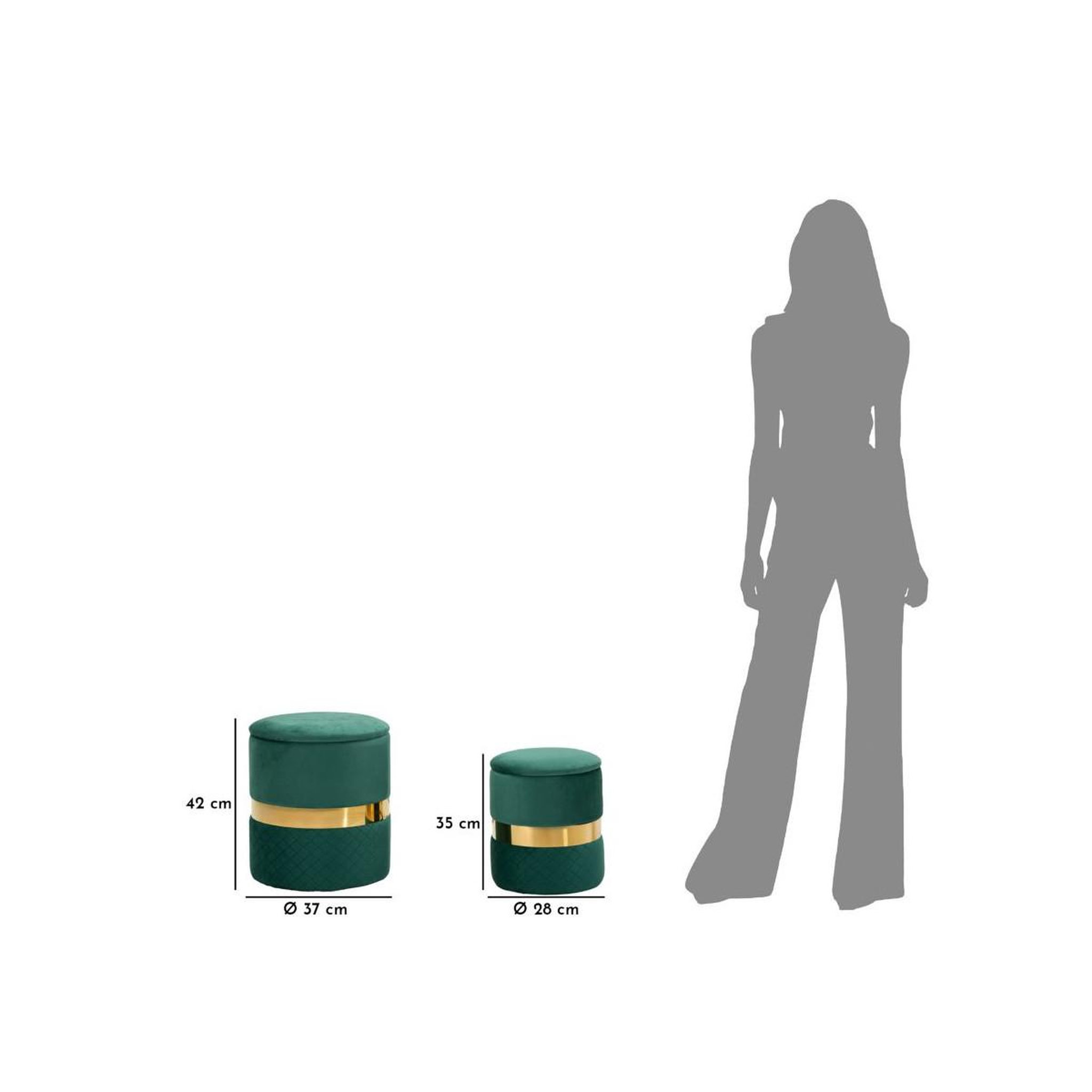 Voir la diapositive 6 : Paris Prix Lot de 2 poufs coffres  sheffild  42cm vert & or