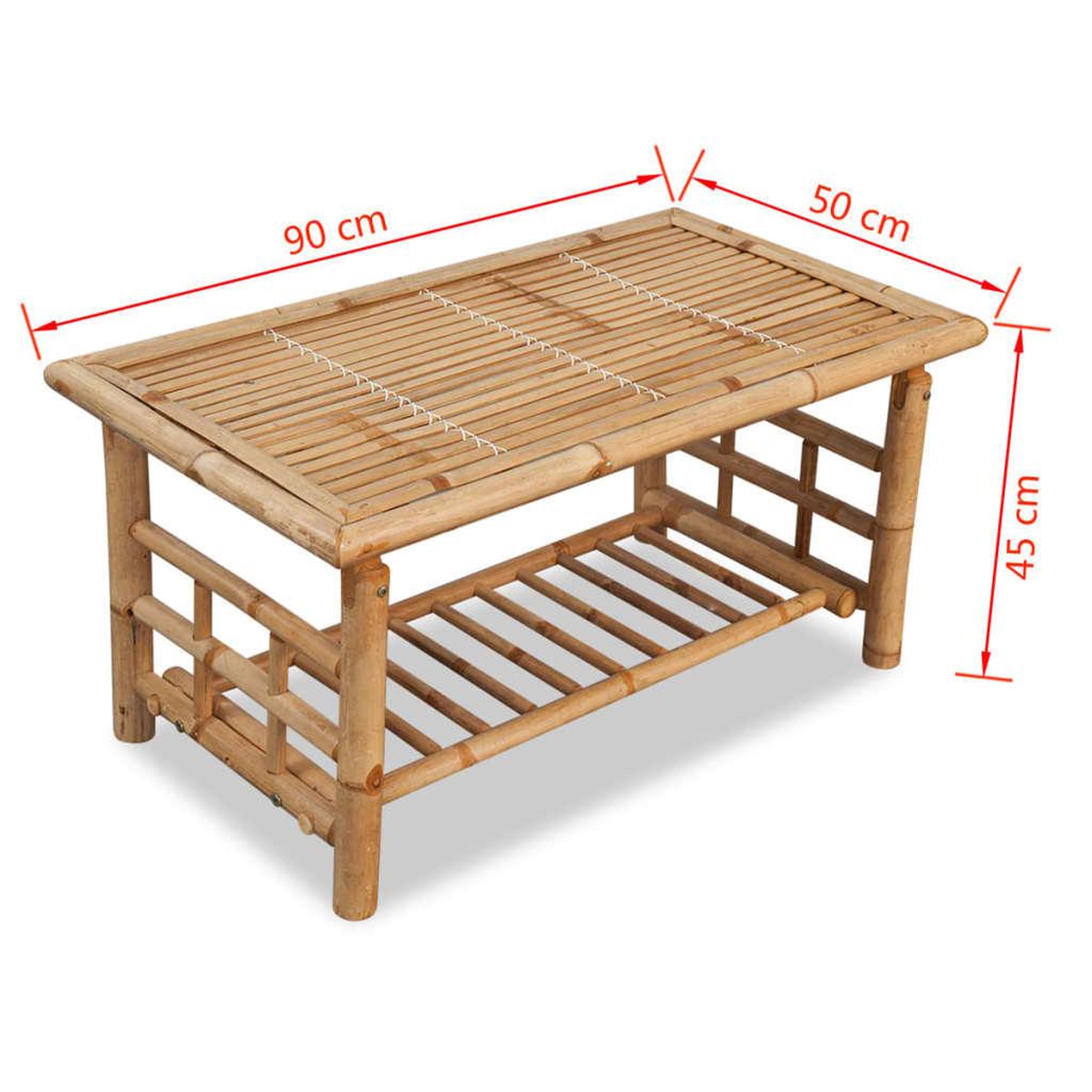 Voir la diapositive 6 : VIDAXL Table basse bambou 90x50x45 cm