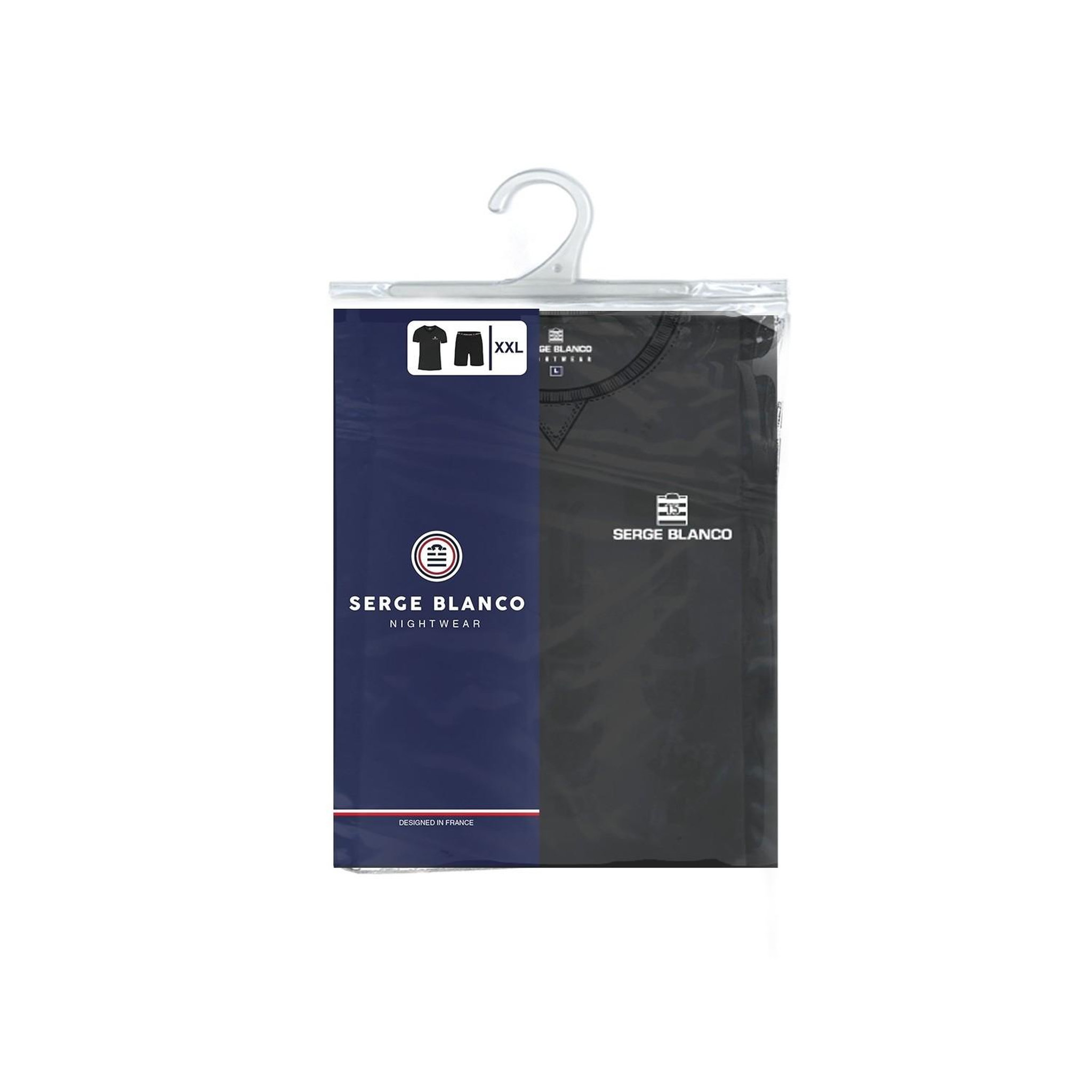 Voir la diapositive 5 : SERGE BLANCO Ensemble pyjama court tshirt col rond homme en coton
