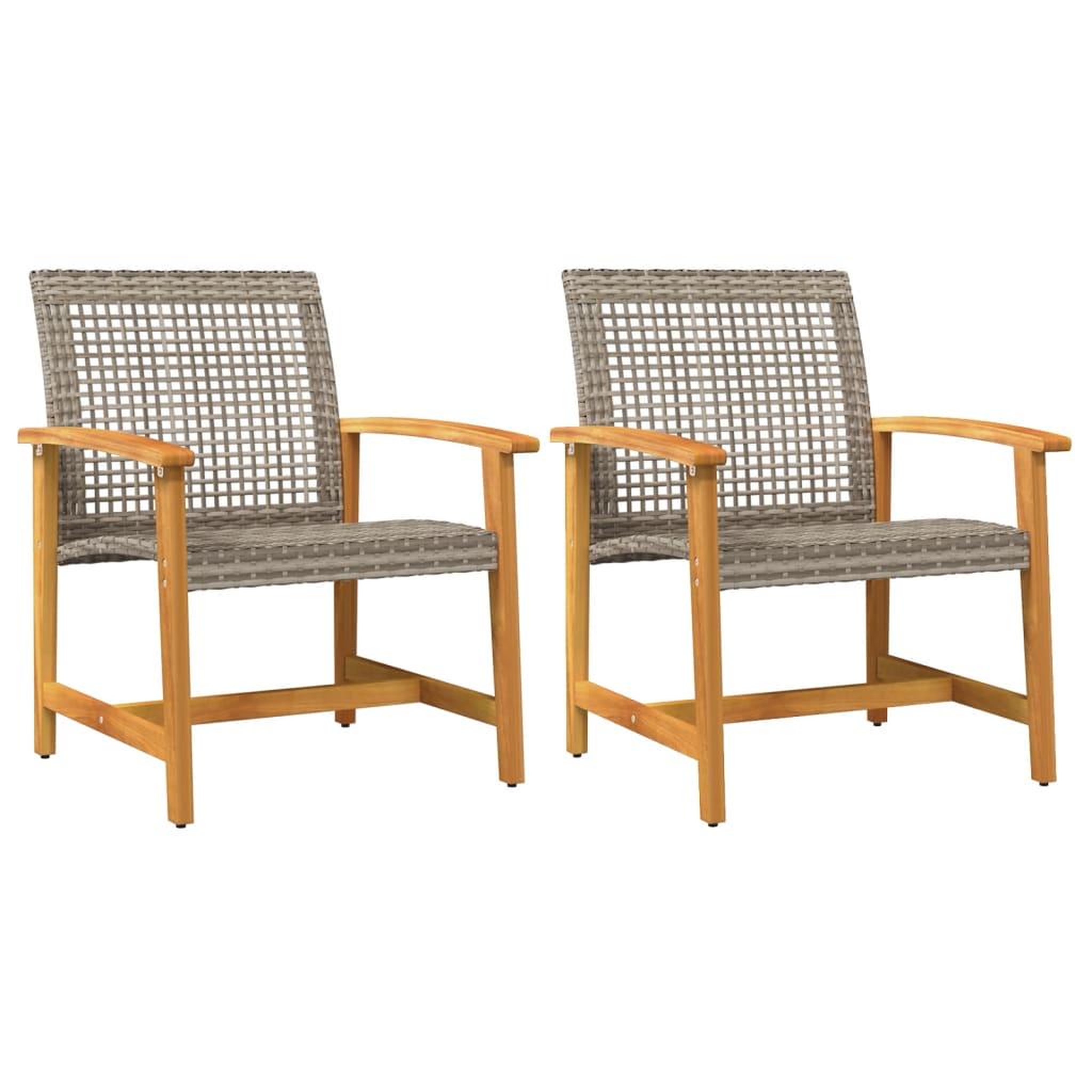 Voir la diapositive 2 : VIDAXL Chaises de jardin lot de 2 gris resine tressee et bois d'acacia