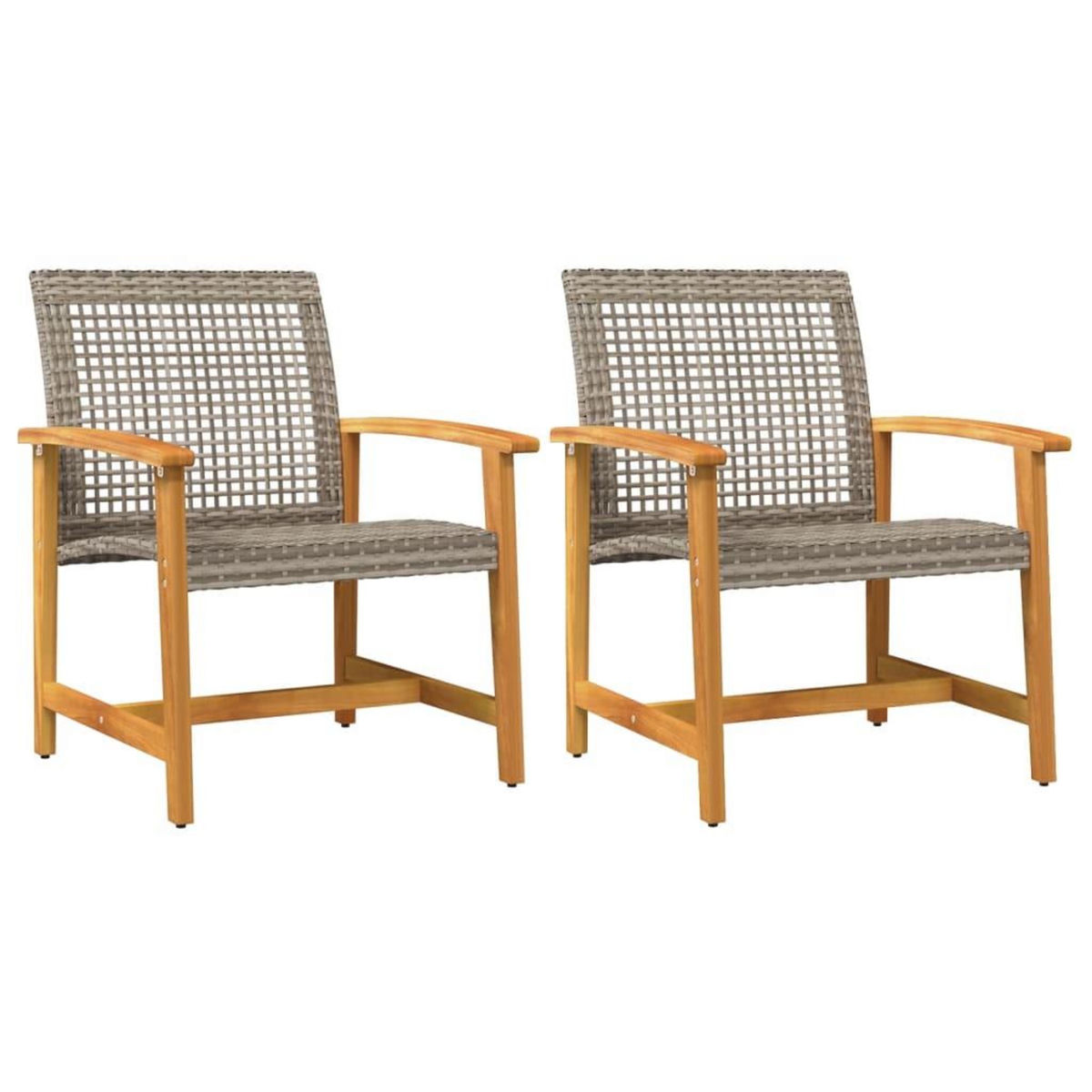 VIDAXL Chaises de jardin lot de 2 gris resine tressee et bois d'acacia
