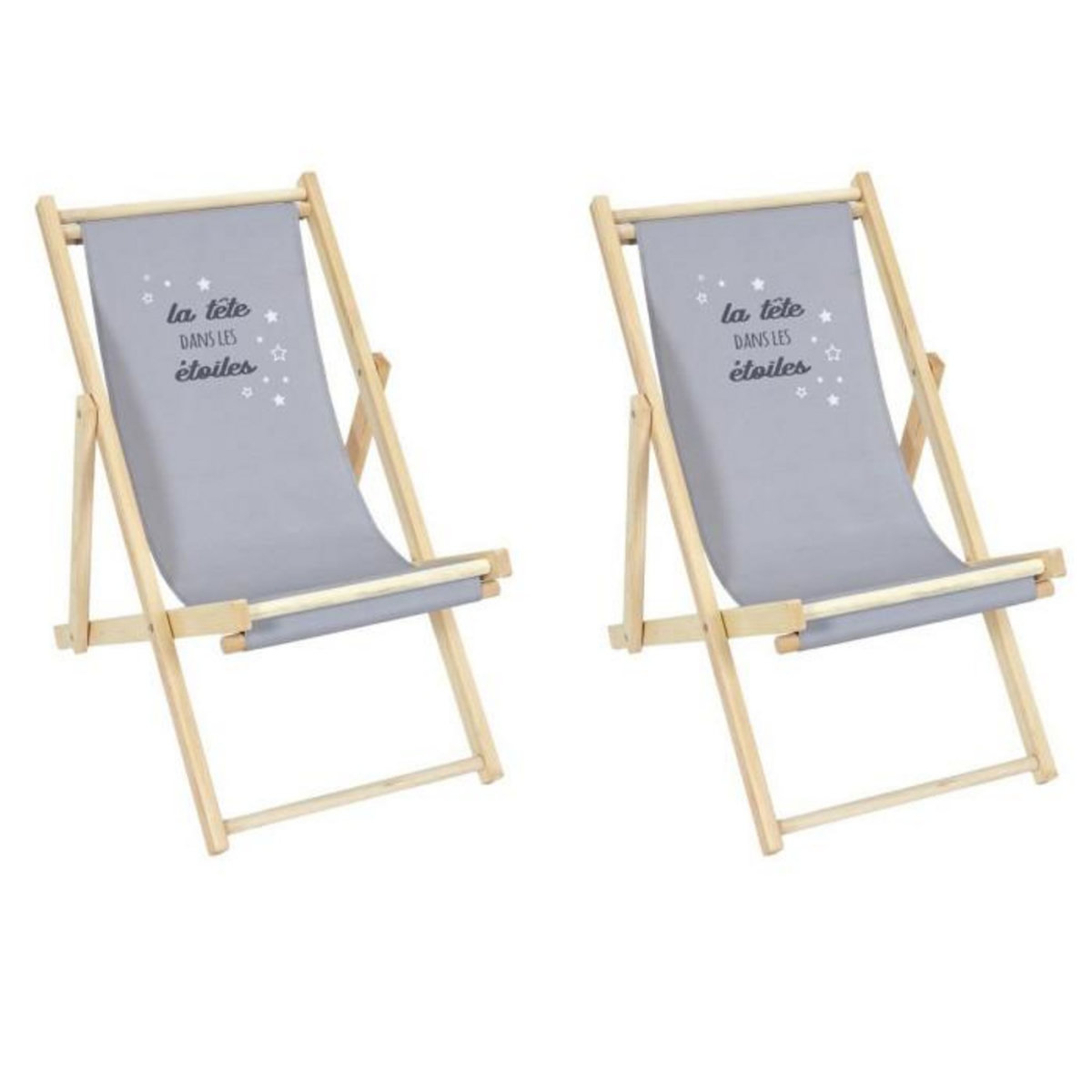 Paris Prix Lot de 2 Chiliennes Enfant  Tête Étoiles  66cm Gris