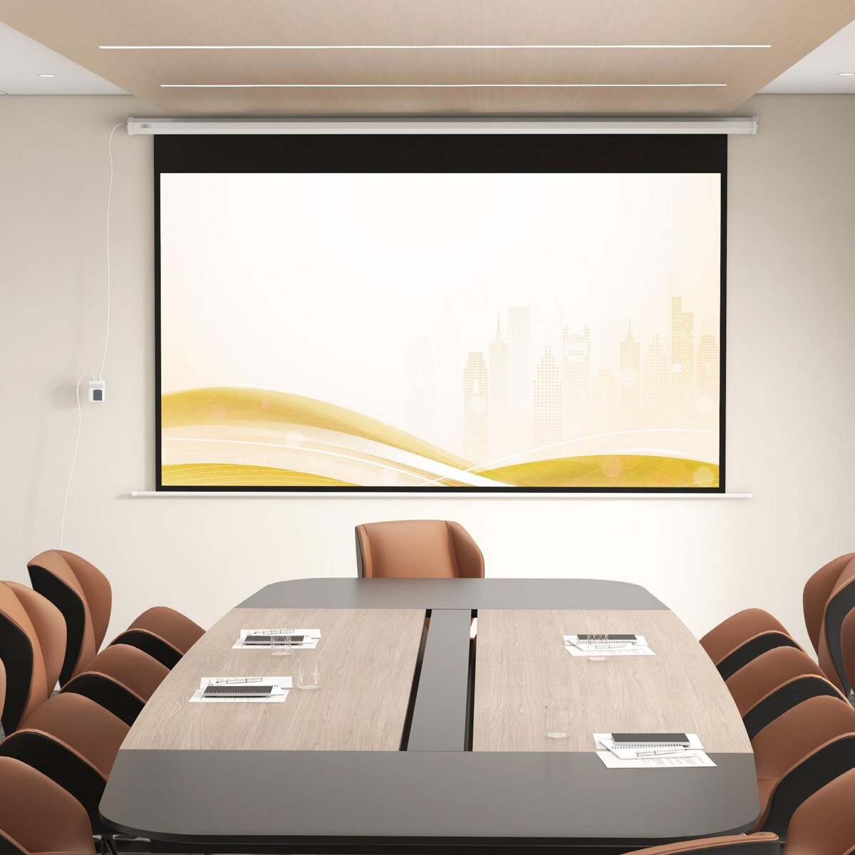 HOMCOM Écran de projection motorisé home-cinéma format 16:9 120 pouces 4K HD avec télécommande blanc noir