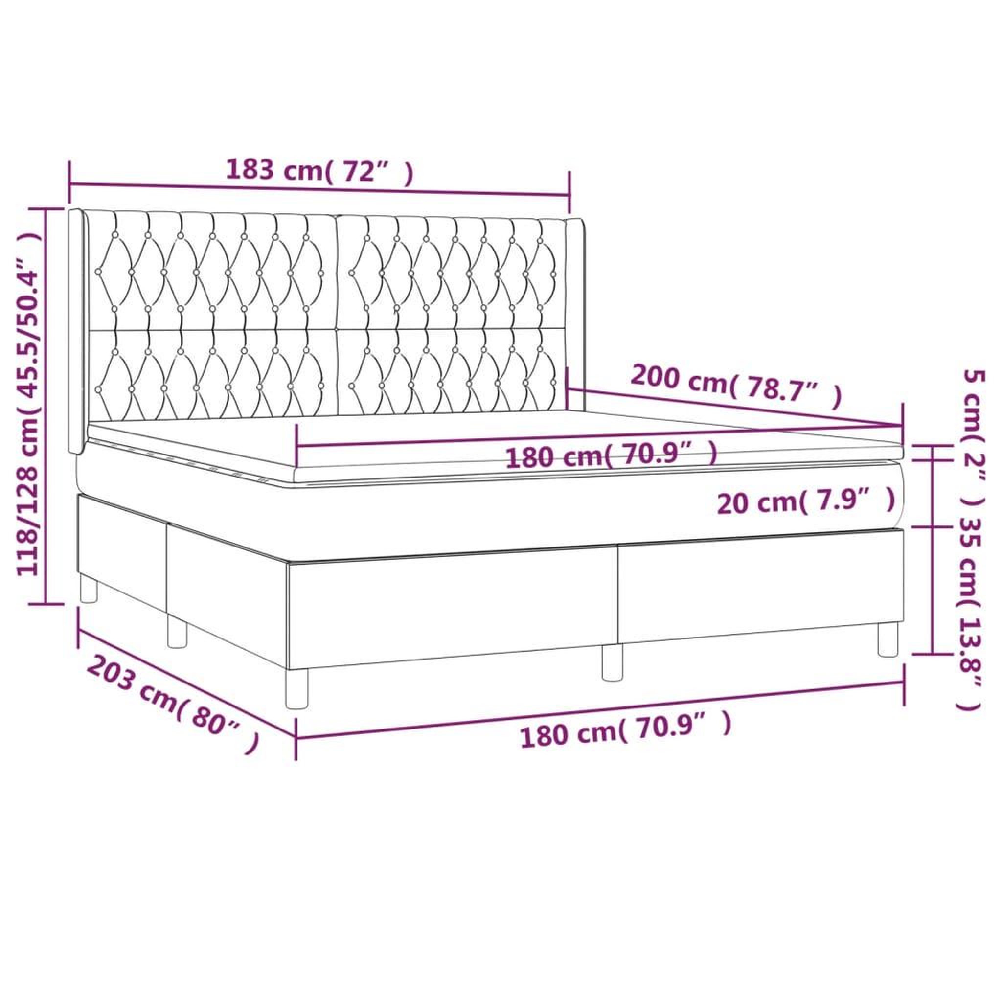 Voir la diapositive 6 : VIDAXL Sommier a lattes de lit avec matelas Gris clair 180x200cm Tissu