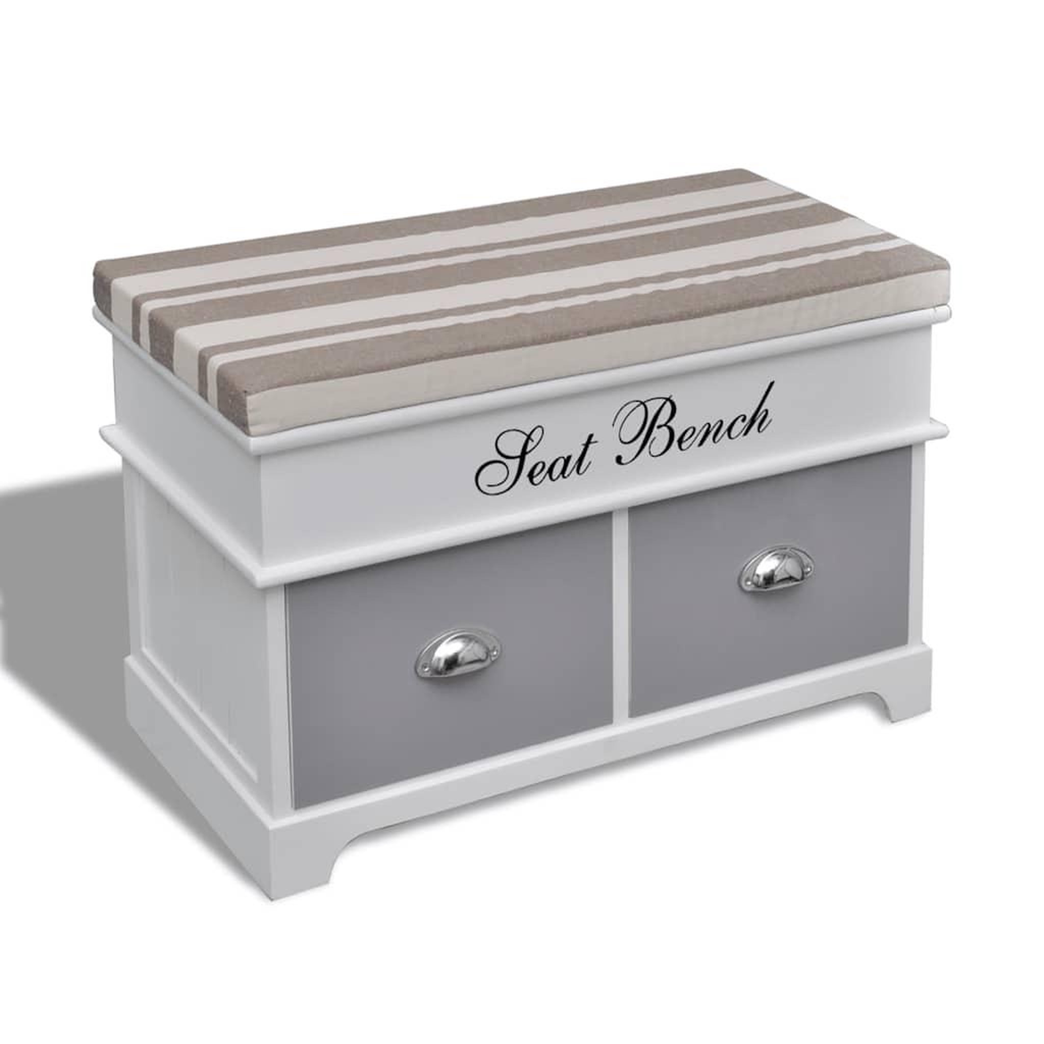 VIDAXL Banc d'entree et de rangement avec coussin gris 2 tiroirs blanc
