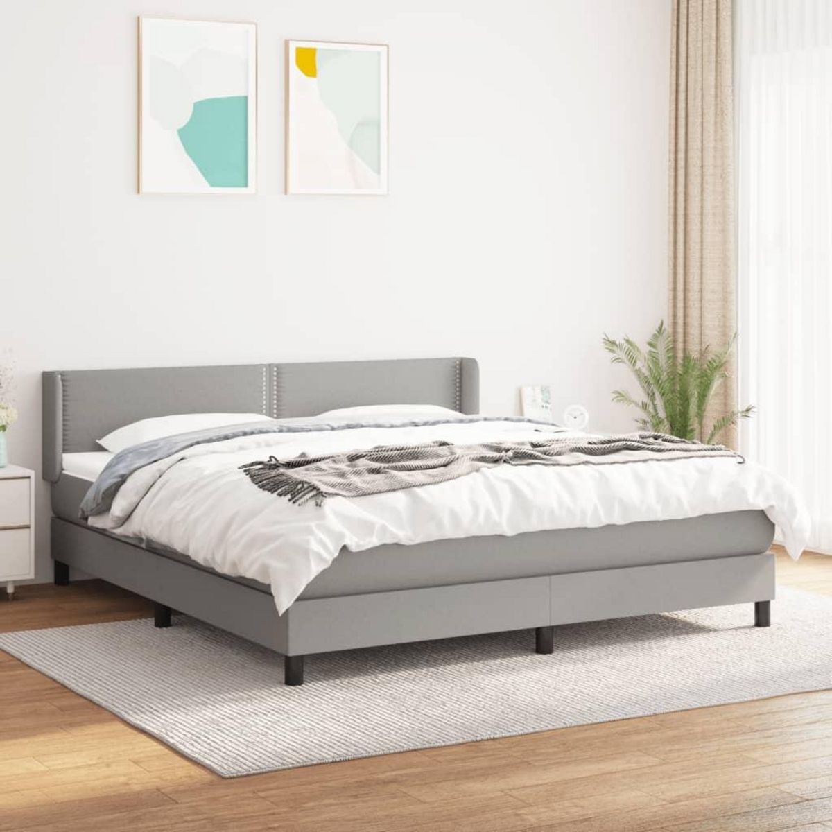 VIDAXL Sommier a lattes de lit avec matelas Gris clair 180x200cm Tissu