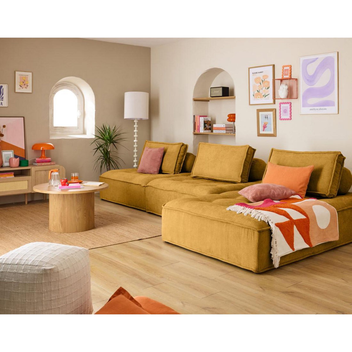 LISA DESIGN Marisol - canapé d'angle modulable 4 places - velours texturé