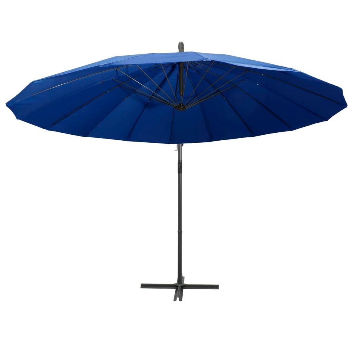 VIDAXL Parasol suspendu avec poteau bleu 3 m