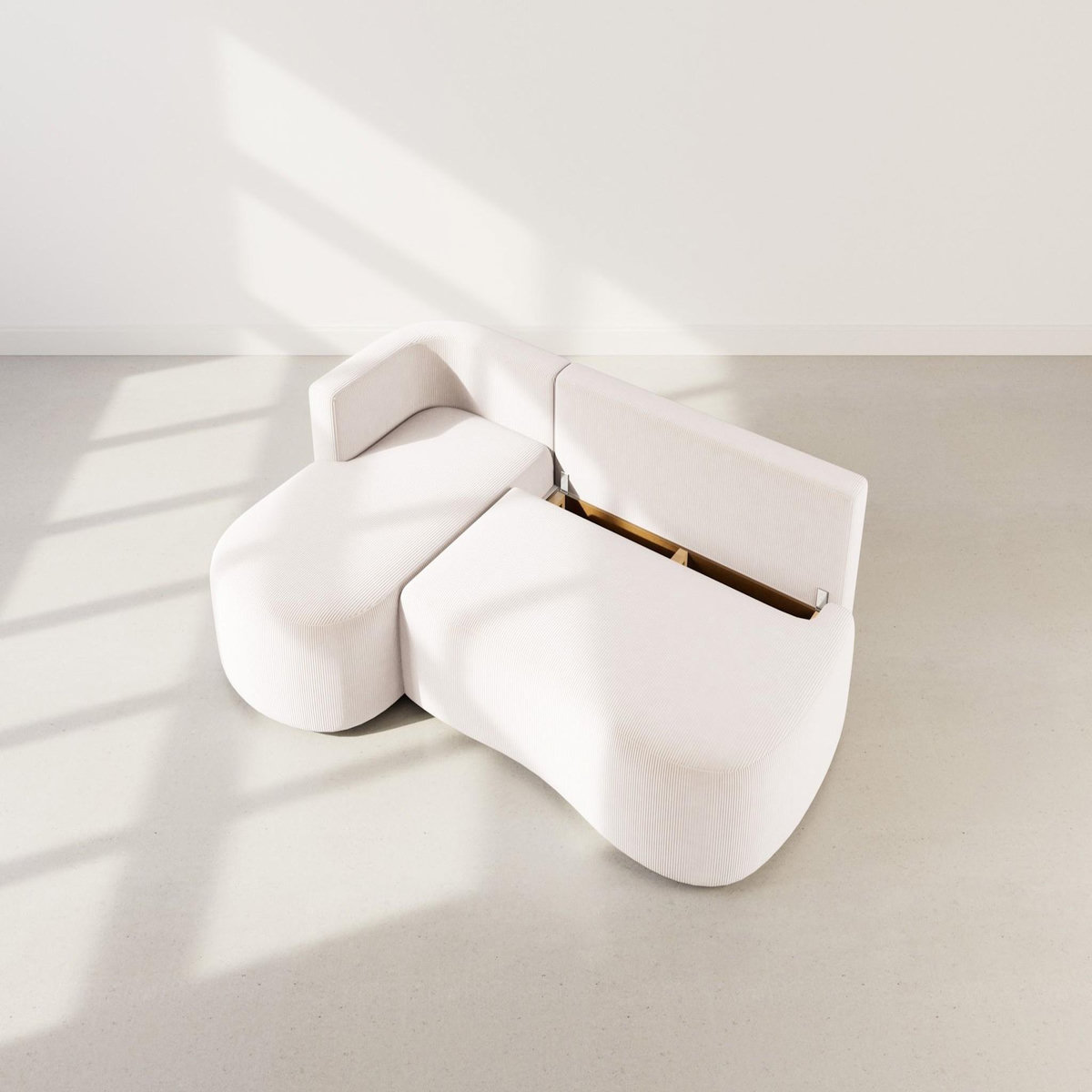 LISA DESIGN Mahina - canapé d'angle gauche 4 places convertible avec coffre en velours côtelé