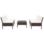 VIDAXL Salon de jardin 5 pcs avec coussins Resine tressee Marron