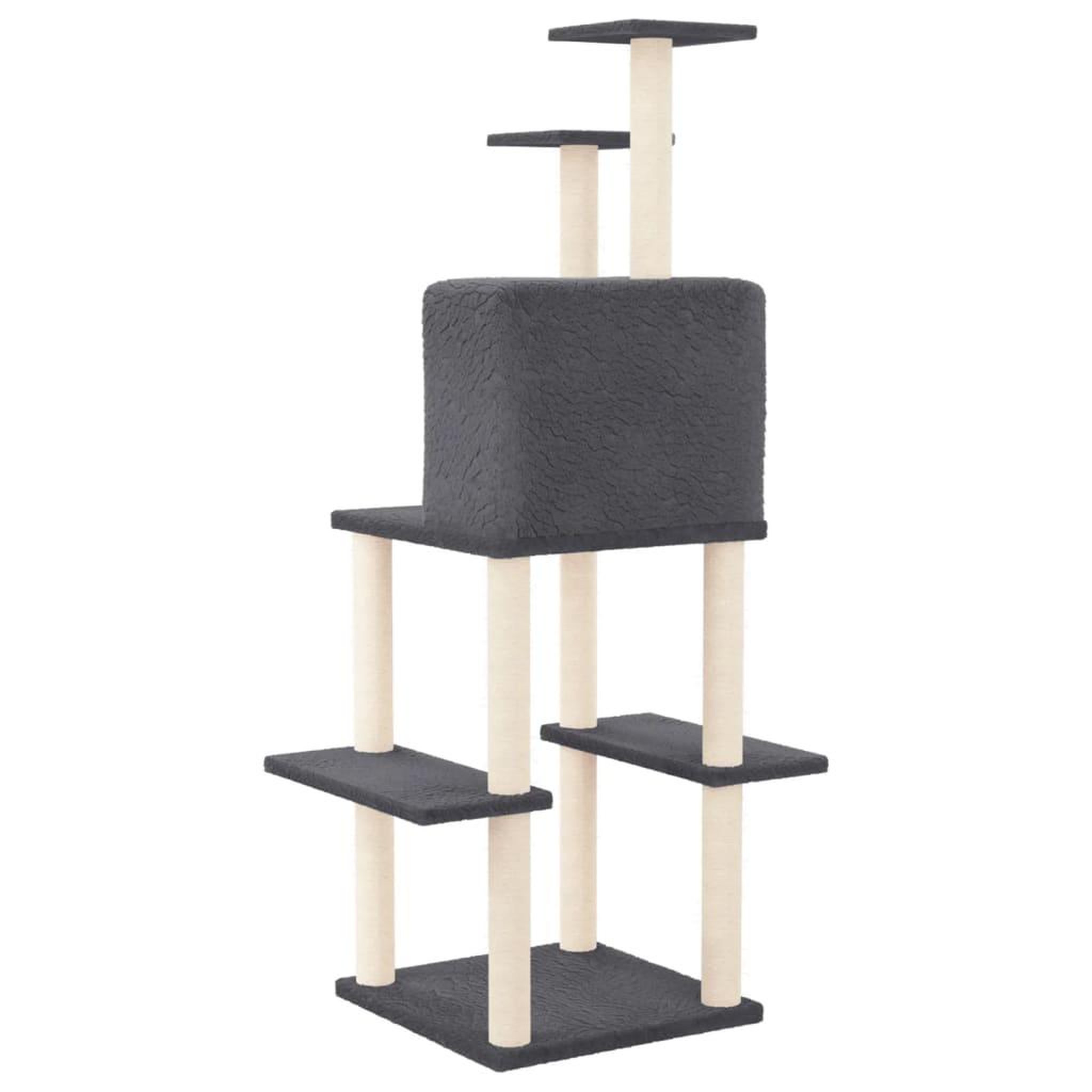 Voir la diapositive 5 : VIDAXL Arbre a chat avec griffoirs en sisal Gris fonce 144,5 cm