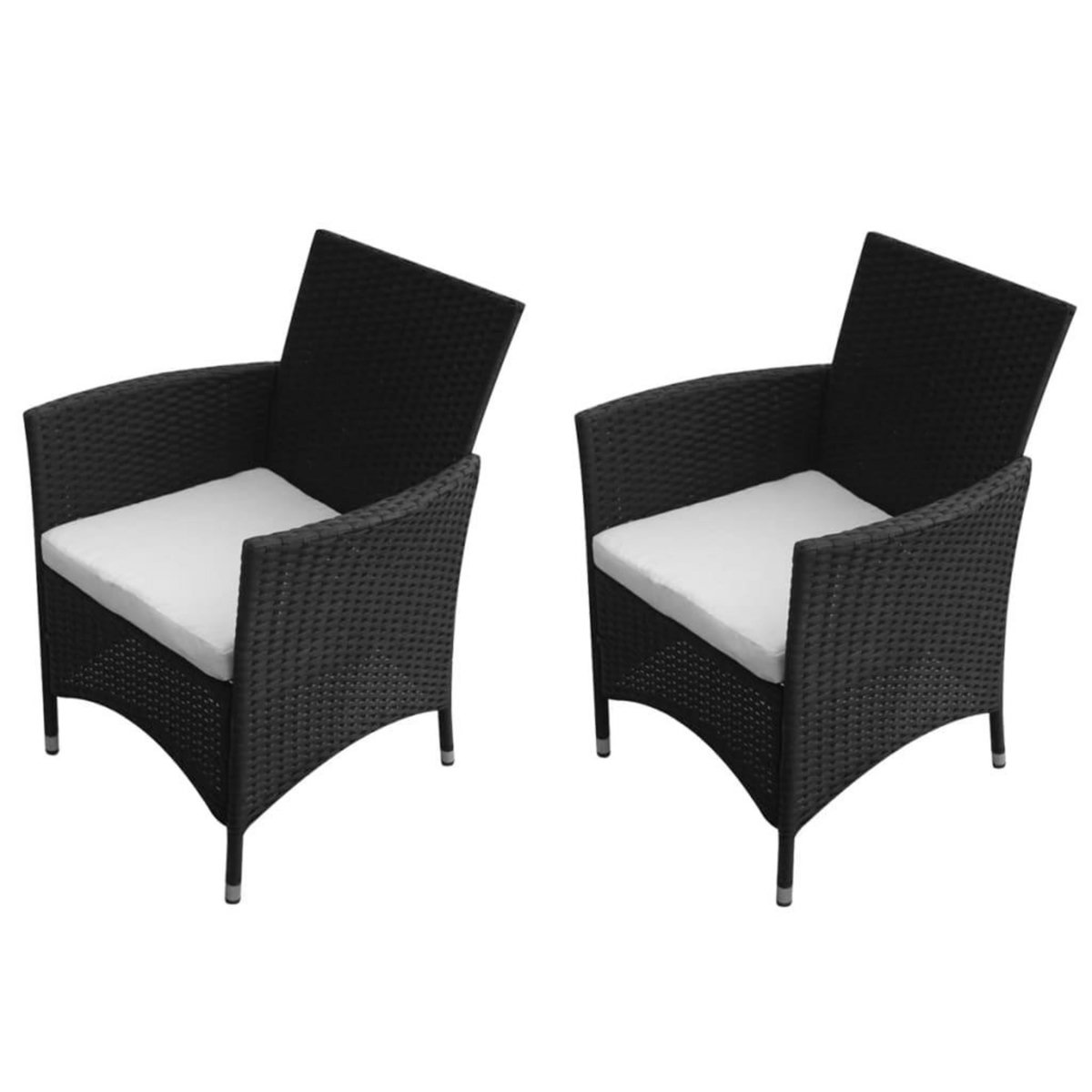 VIDAXL Chaises de jardin lot de 2 Resine tressee Noir