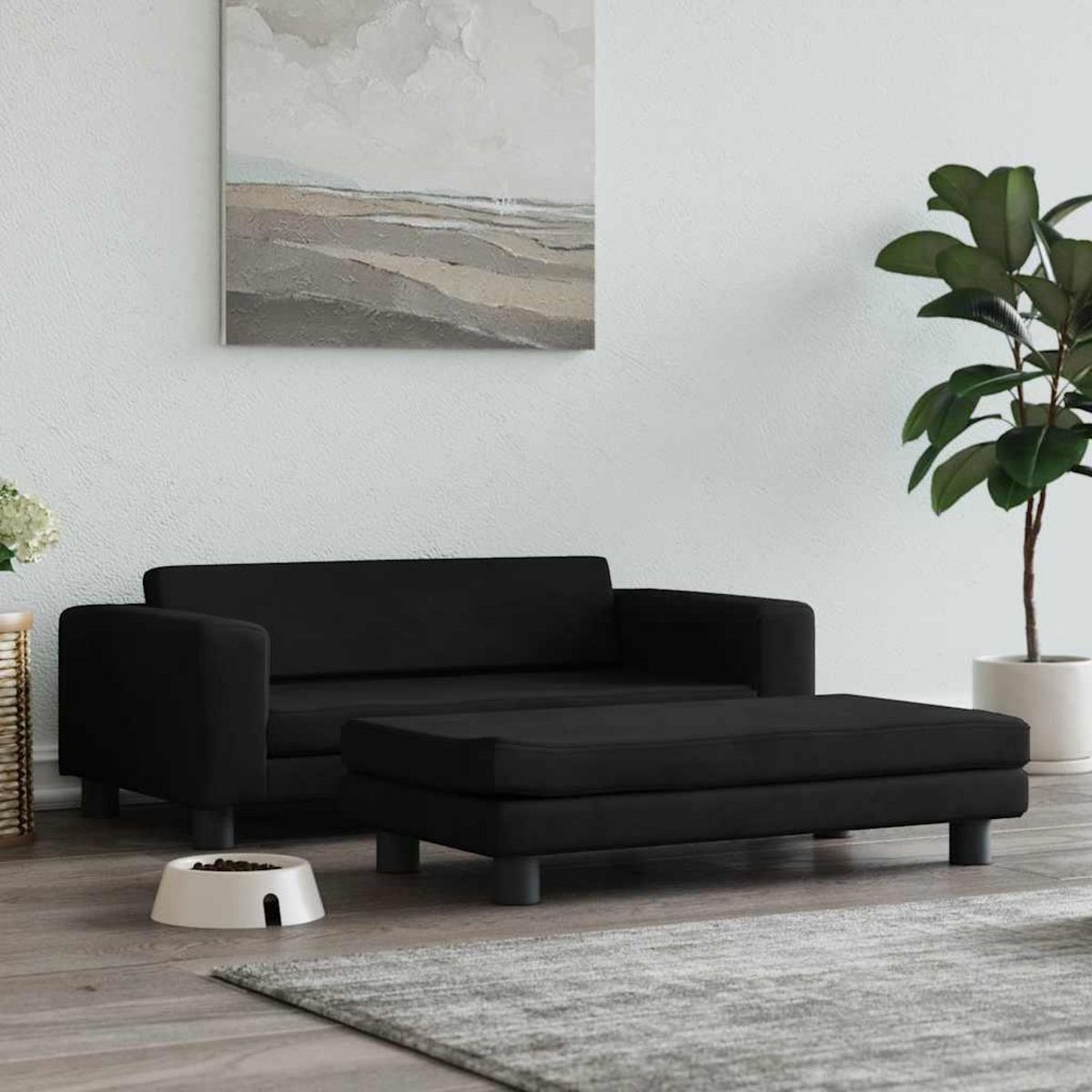 VIDAXL Lit pour chien avec extension noir 100x50x30 cm velours