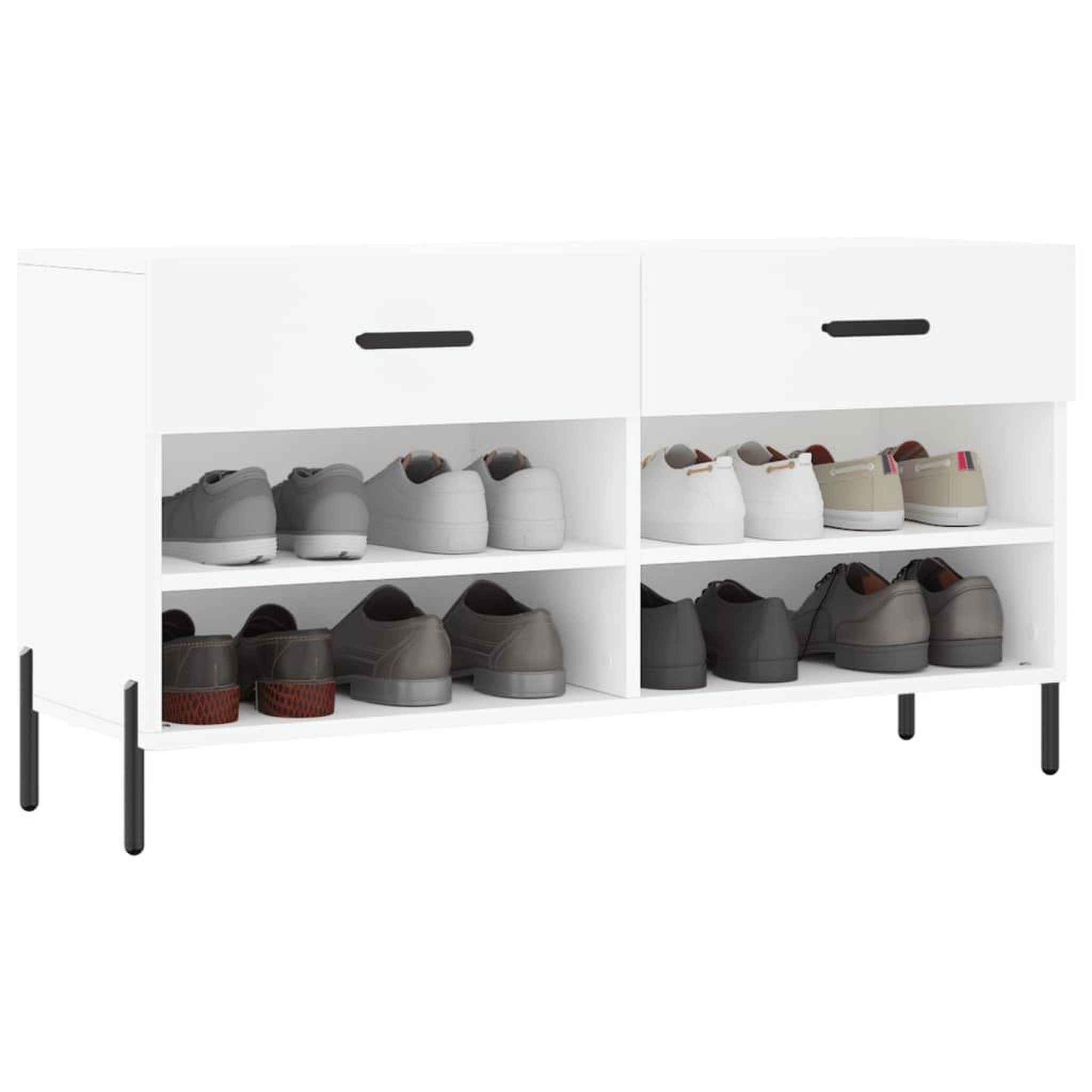 Voir la diapositive 3 : VIDAXL Banc a chaussures blanc 102x35x55 cm bois d'ingenierie