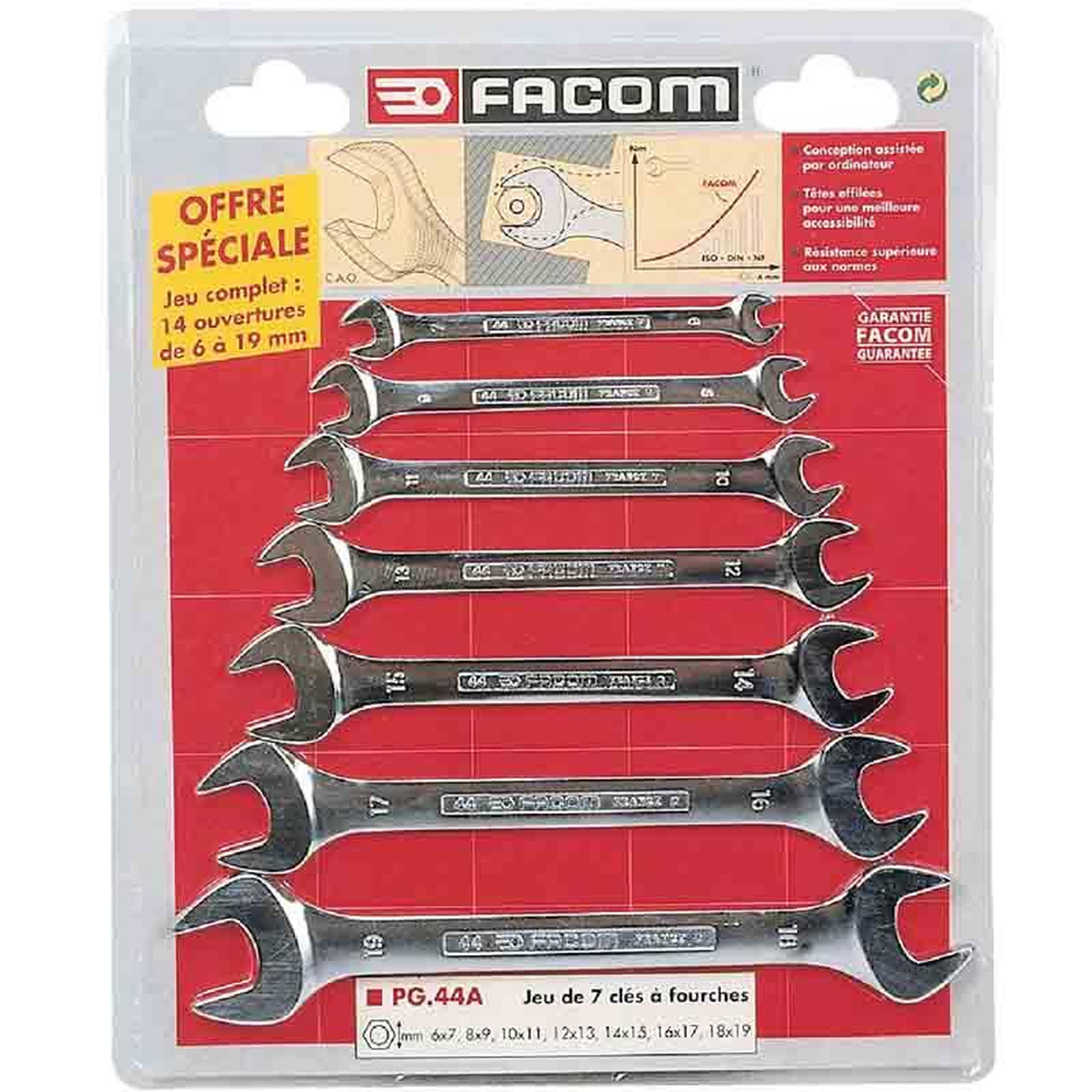 FACOM Jeu de 7 clés double fourche