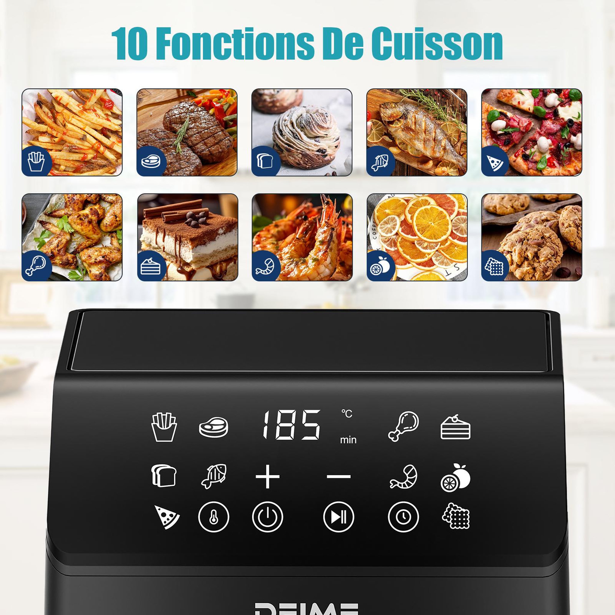 Voir la diapositive 2 : DEIME DEIME - Airfryer 6 l 1700 w 12 programmes écran digital