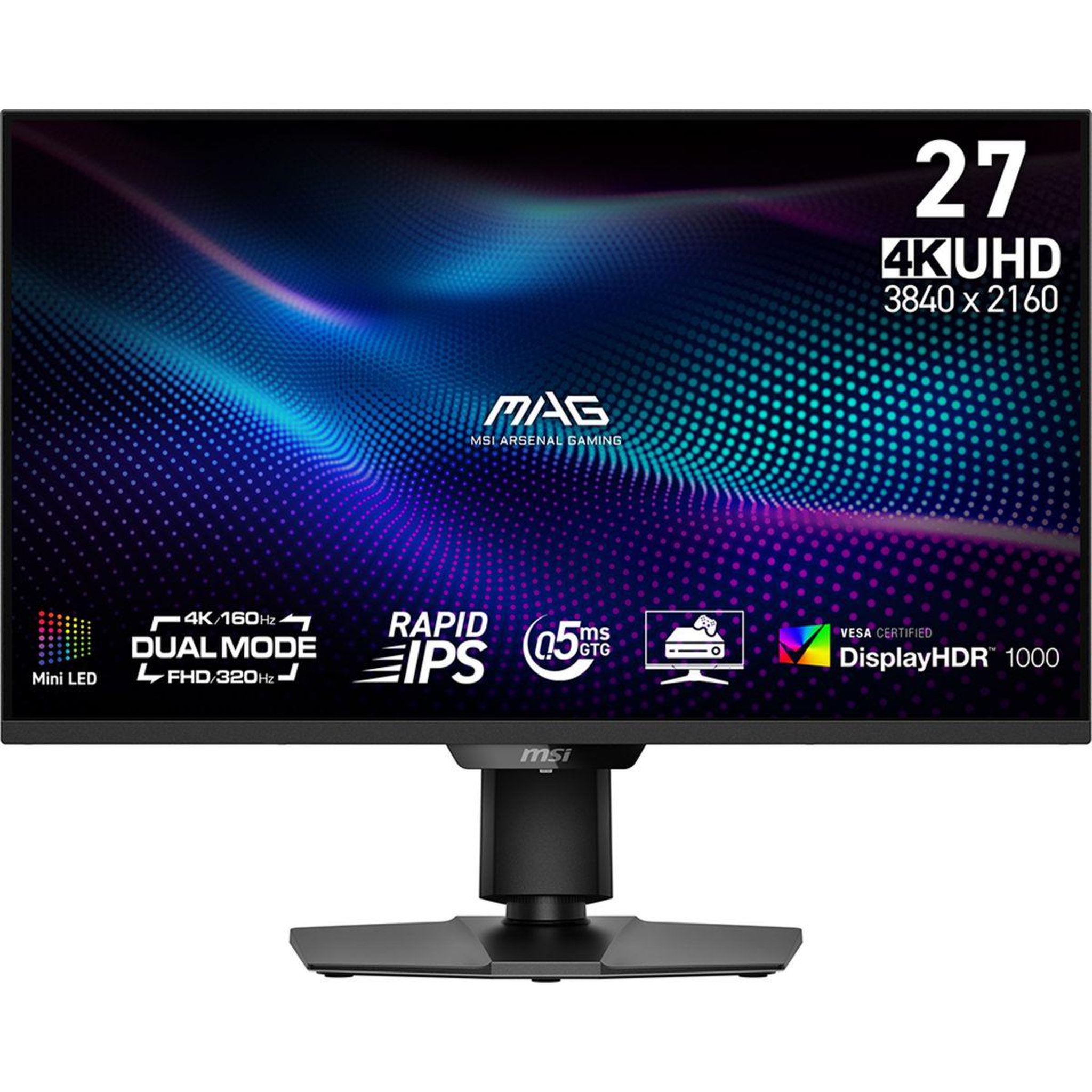 MSI Ecran pc gamer mag 274updf e16m 27  4k 320hz fast ips miniled hdr 1000 hdmi 2.1 usb-c 15w