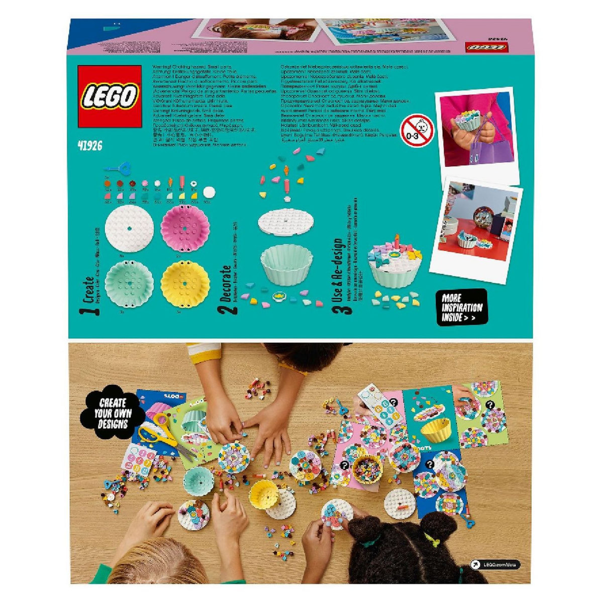 LEGO DOTS 41926 Kit Créatif de Fête avec Cupcakes, Décoration d'Anniversaire, Bricolage