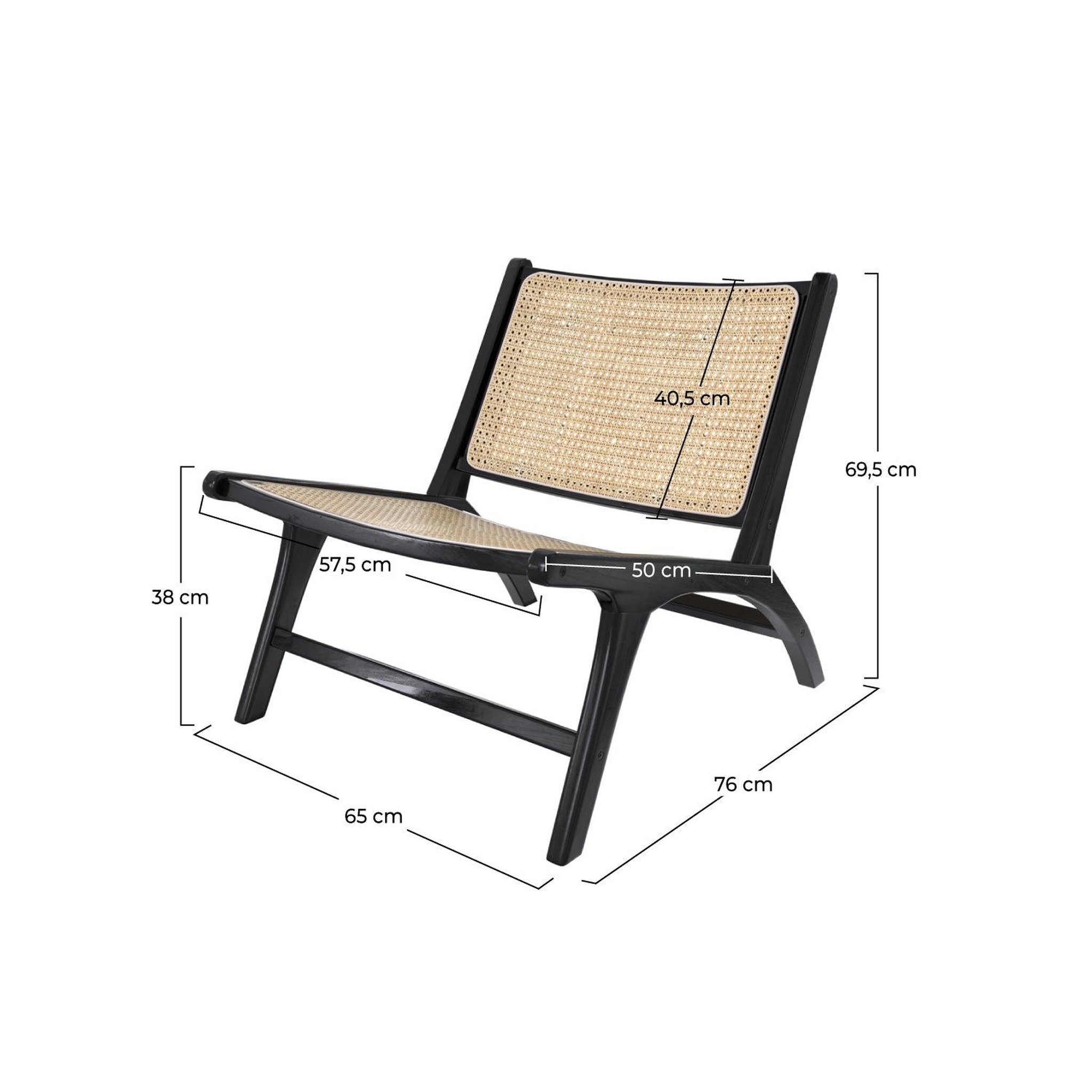 Voir la diapositive 4 : MAISON PAVANE Fauteuil en teck noir et tressage cannage en rotin-kilka