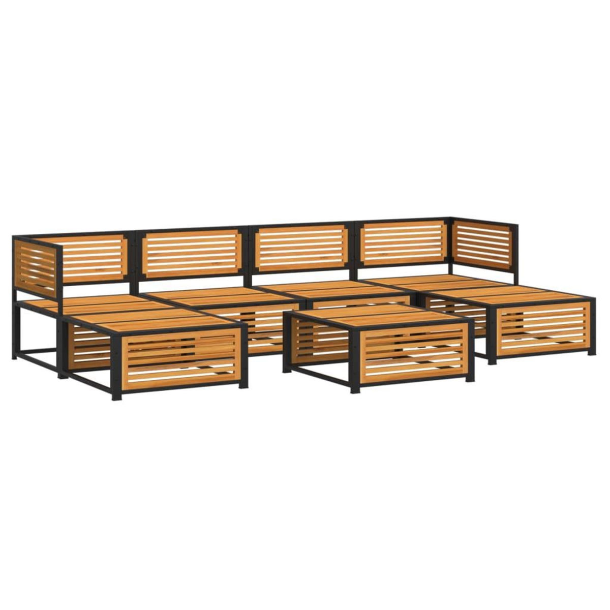 VIDAXL Salon de jardin avec coussins 7 pcs bois massif d'acacia