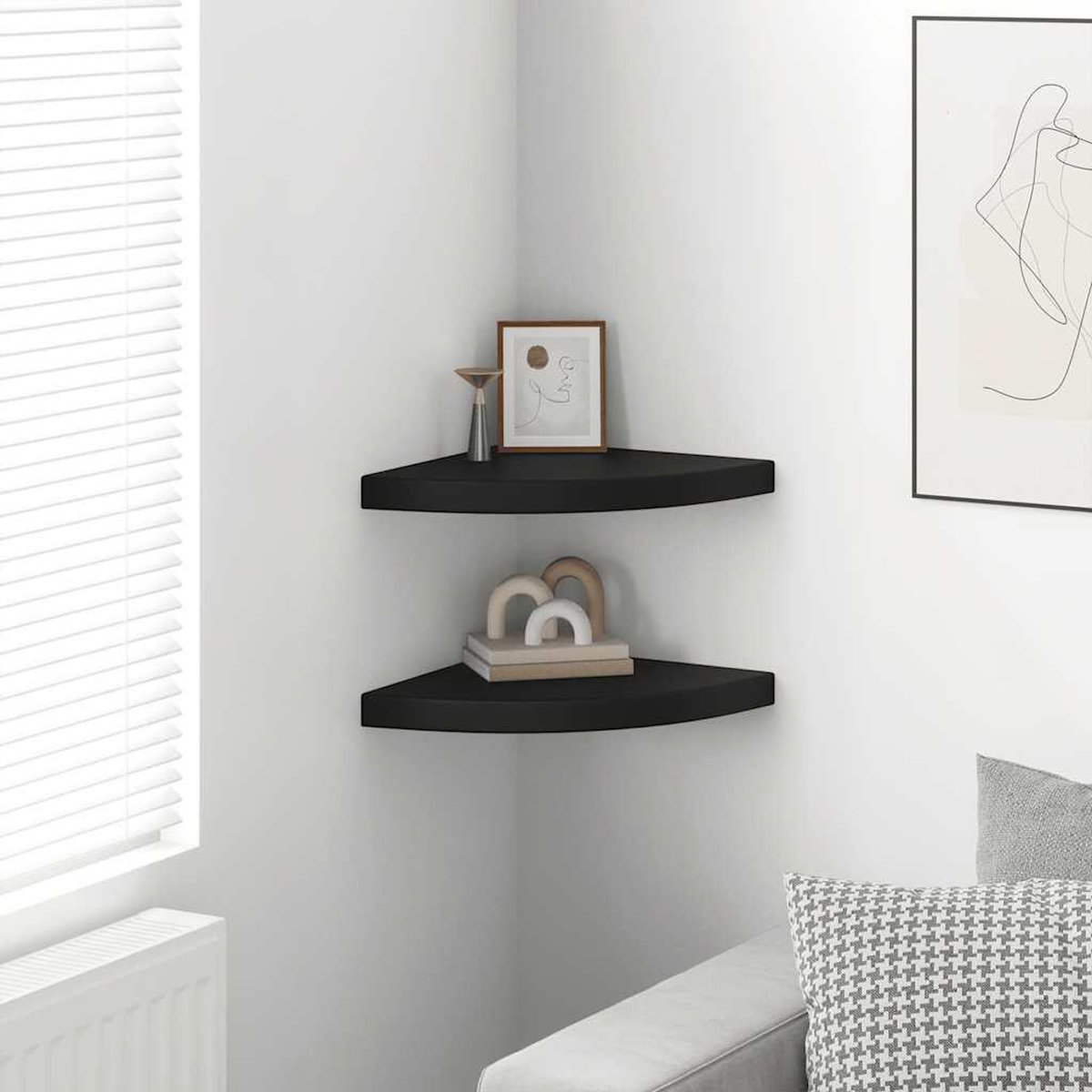 VIDAXL Etageres d'angle flottantes 2 pcs noir 35x35x3,8 cm MDF