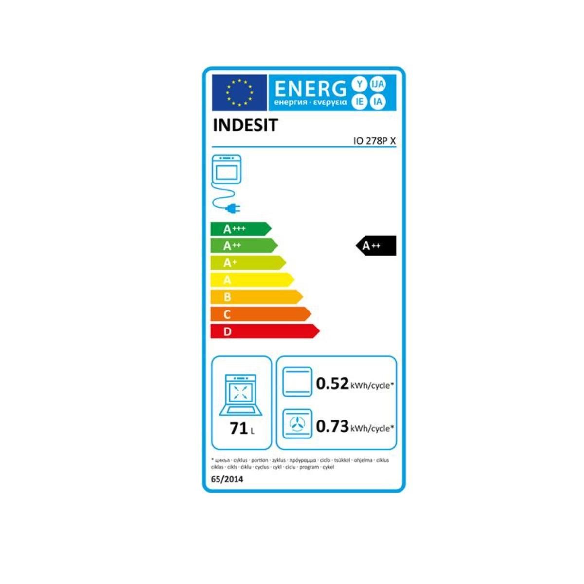 Indesit Four intégrable multifonction 71l 60cm pyrolyse inox - IO278PX