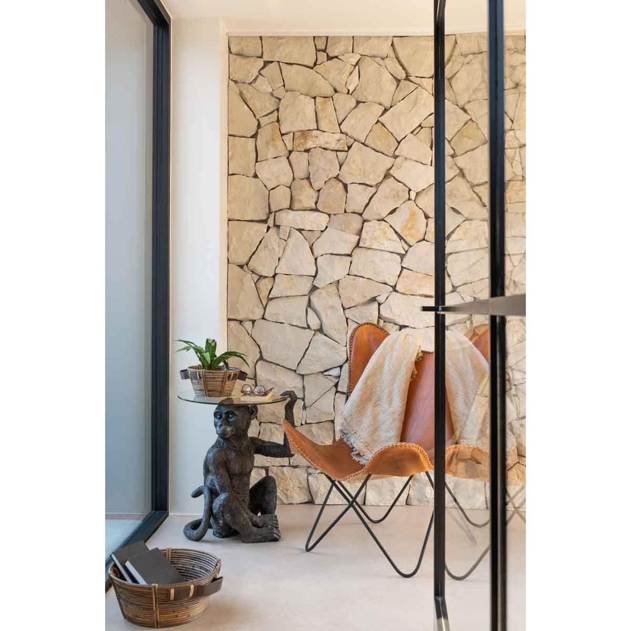 Voir la diapositive 5 : J-LINE Lot de 3 coupelles déco  anse  44cm marron